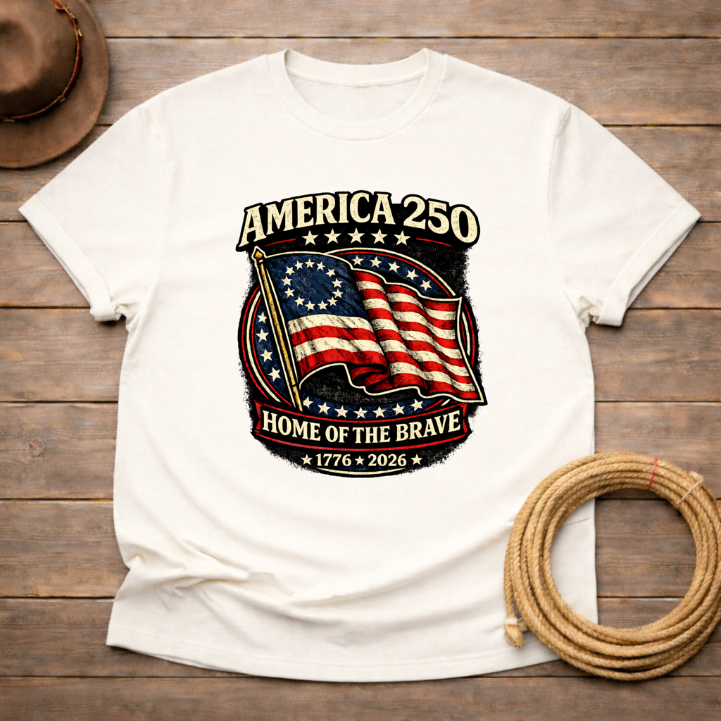 America 250 Home of the Brave Flag T-shirt