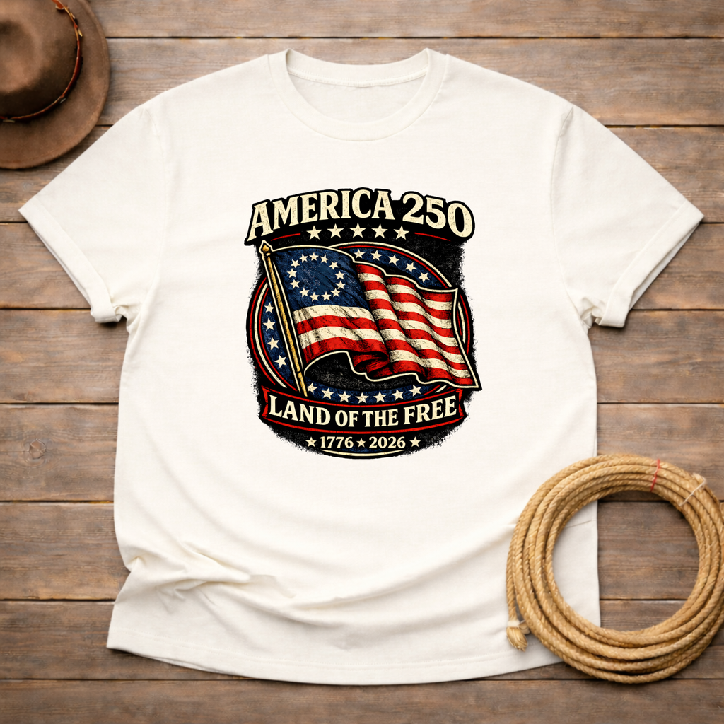 American 250 Land of the Free Flag T-shirt