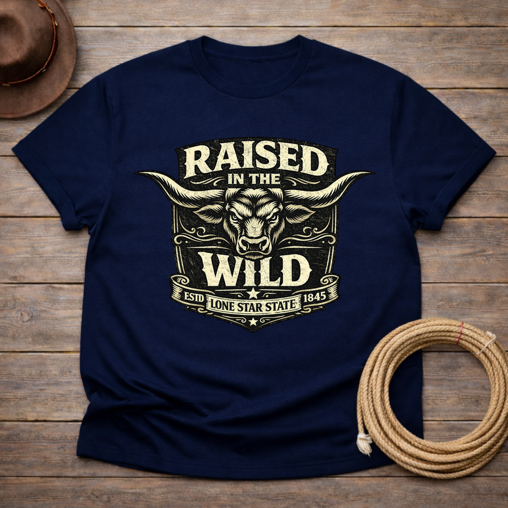 Raised Wild Texas Longhorn Badge T-shirt