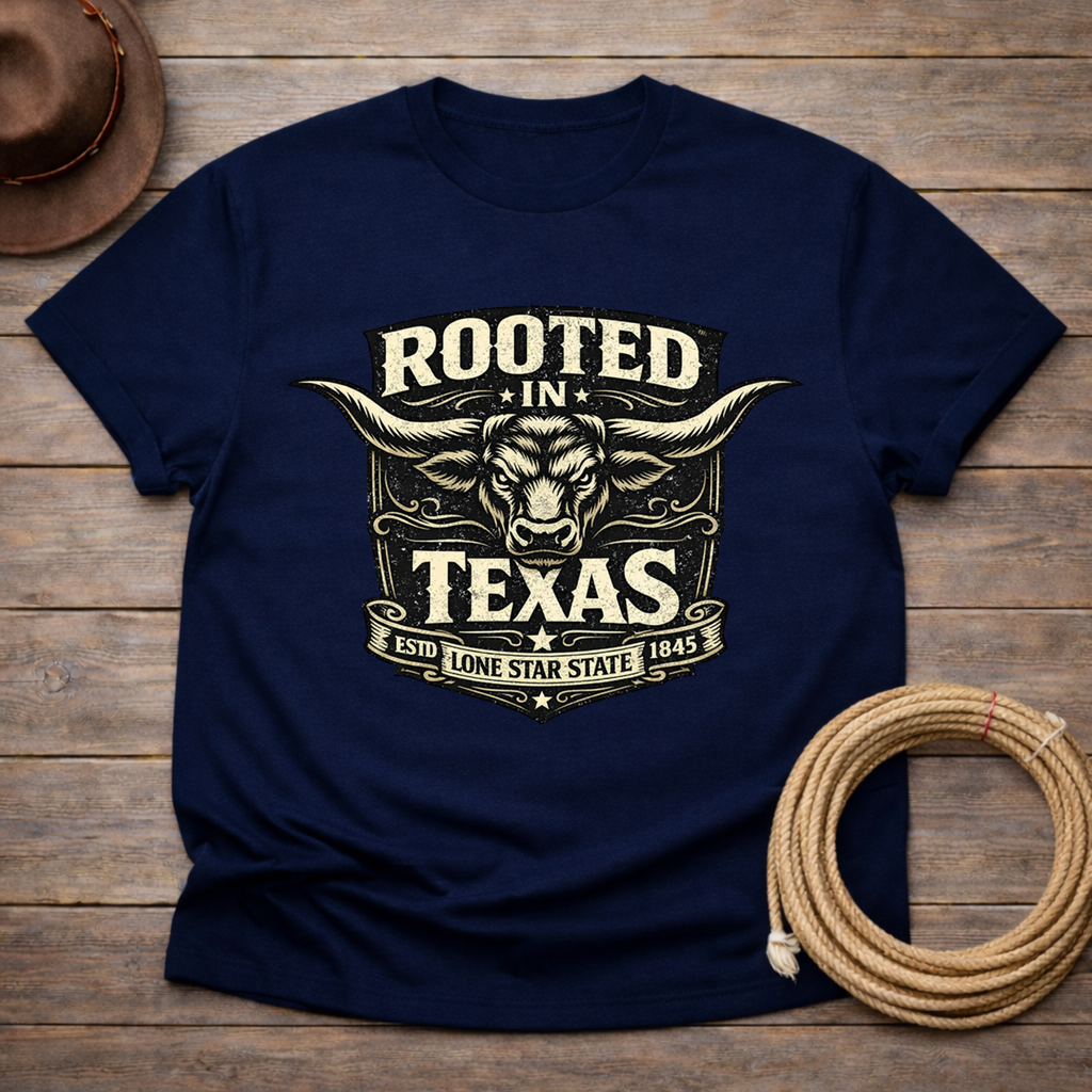 Rooted in Texas Longhorn Badge T-shirt