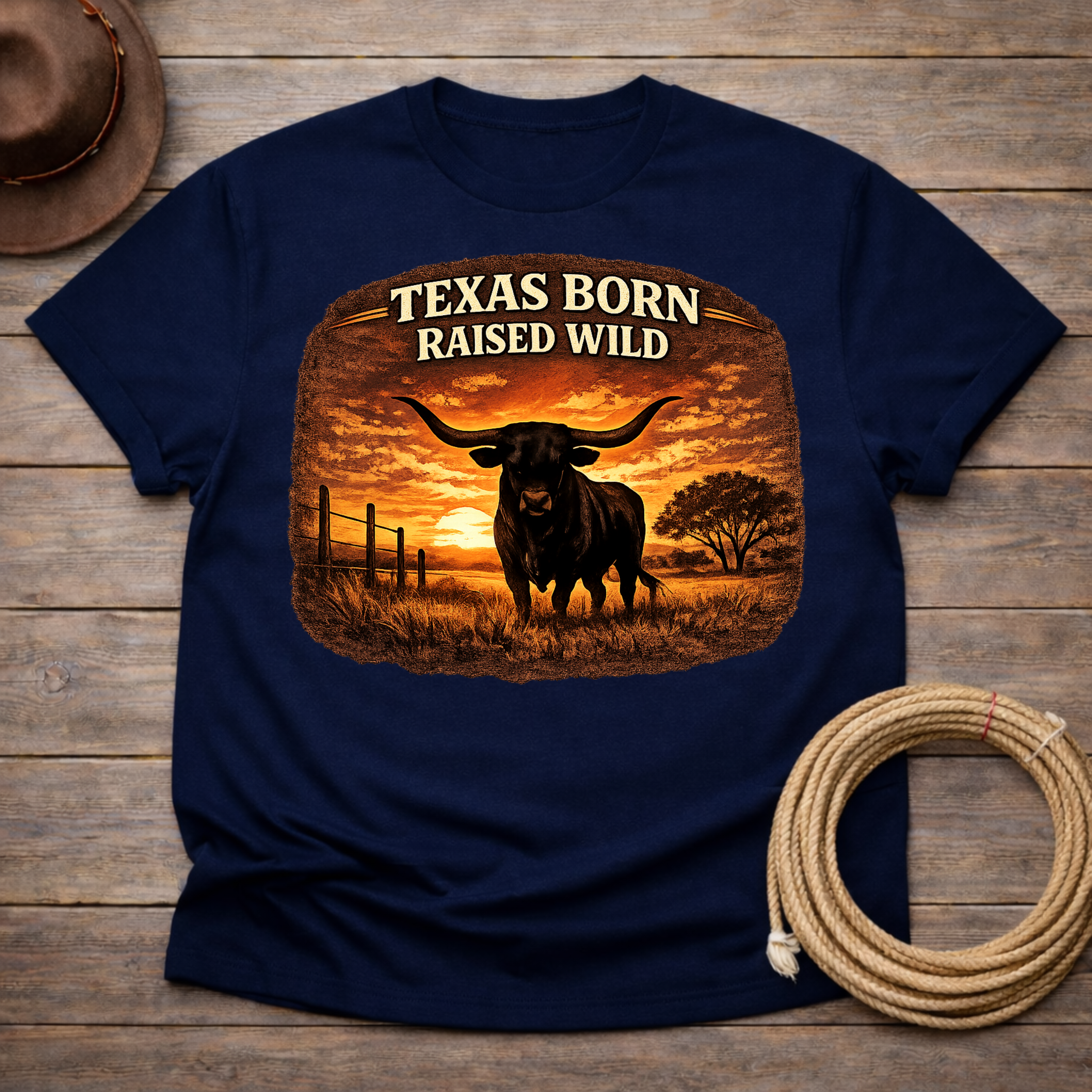 Texas Born Longhorn Sunset T-shirt