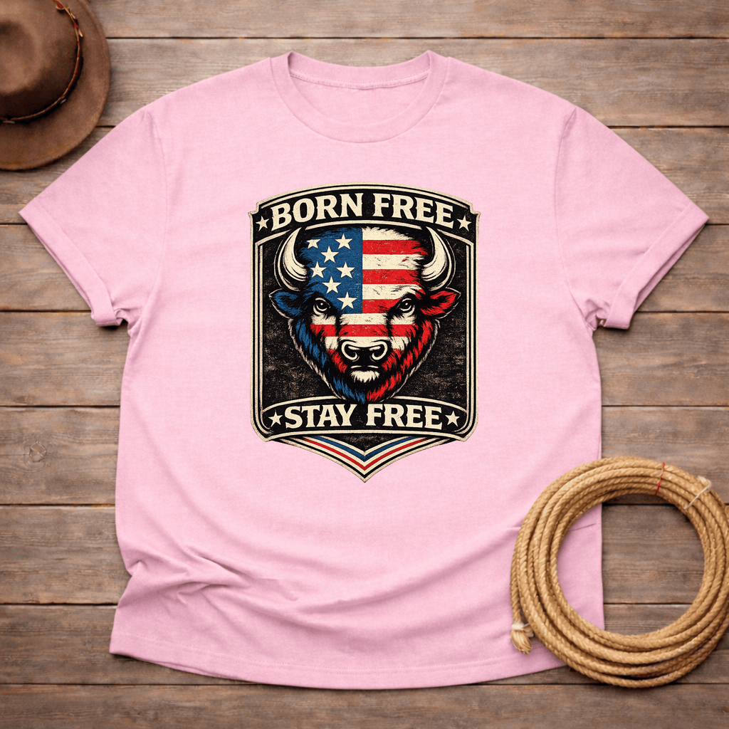 Born Free Stay Free Buffalo Badge T-shirt