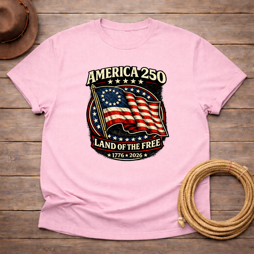 American 250 Land of the Free Flag T-shirt