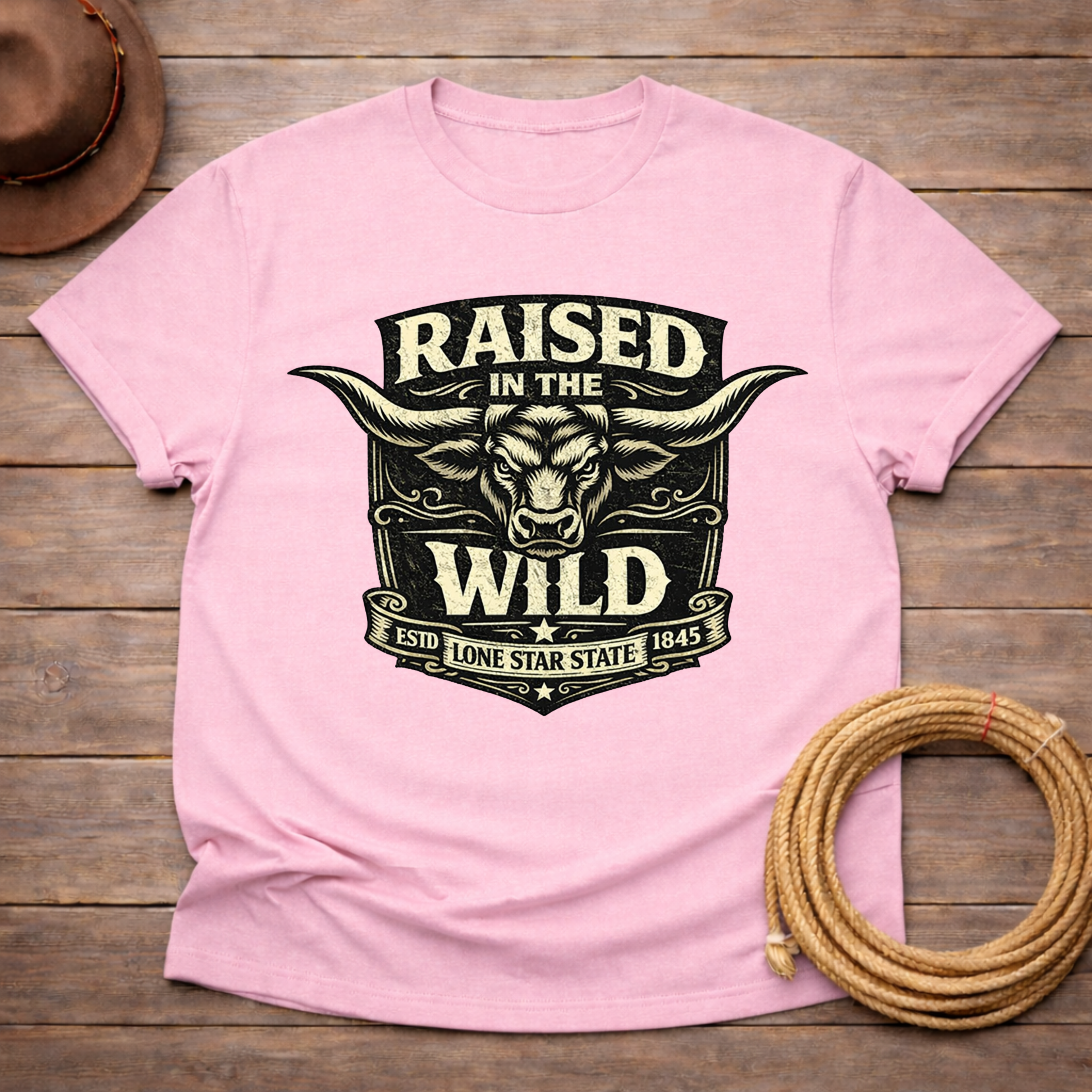 Raised Wild Texas Longhorn Badge T-shirt