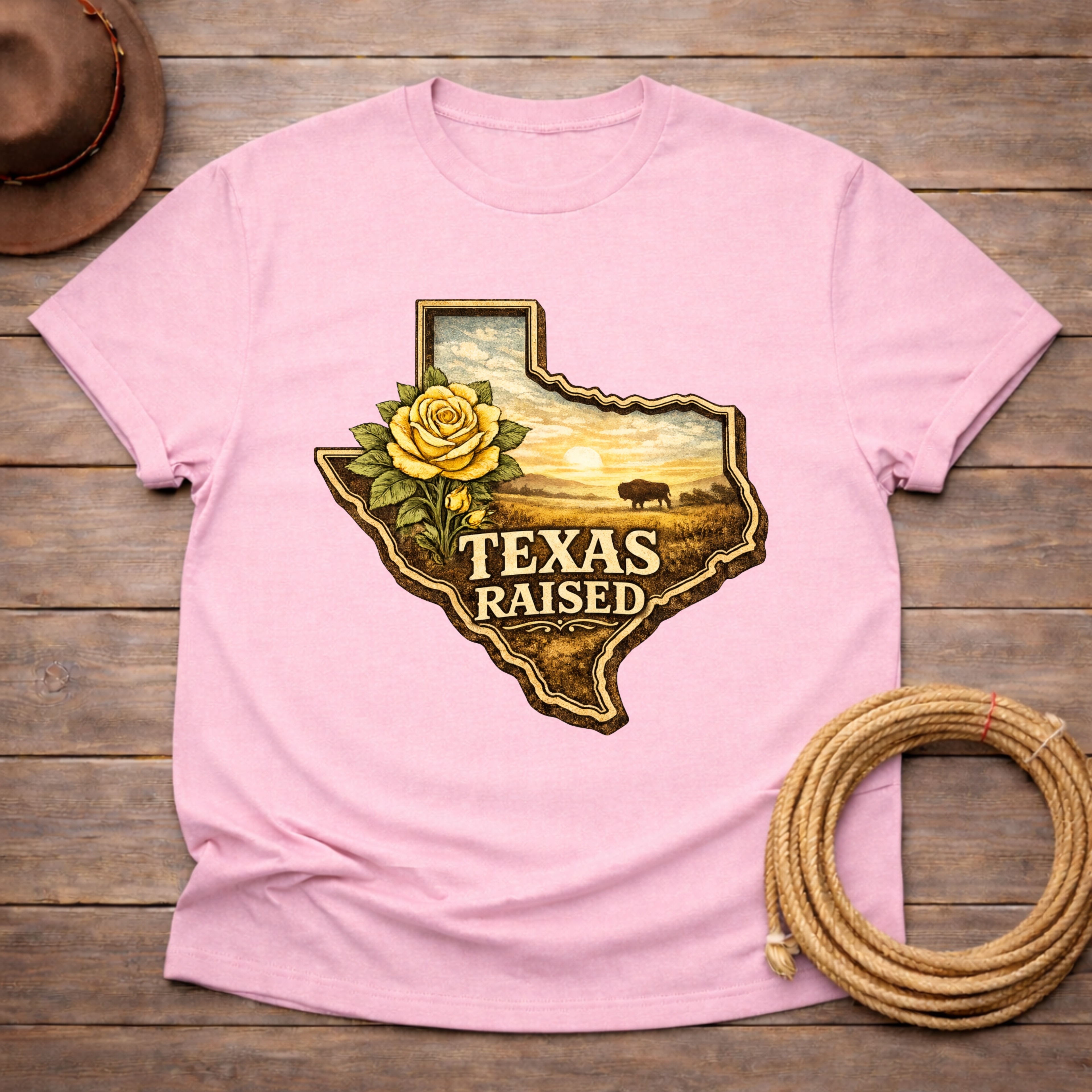 Raised in Texas Yellow Rose T-shirt