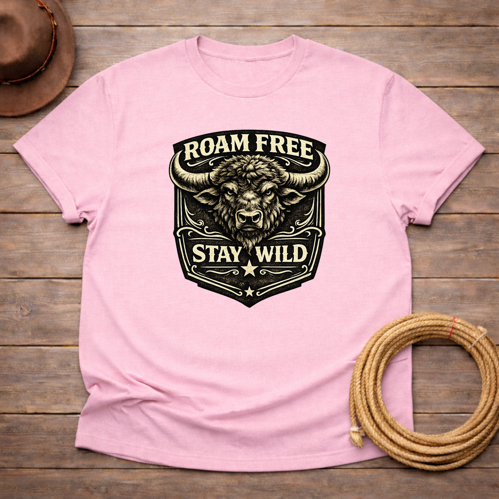 Roam Free Stay Wild Buffalo Head T-shirt