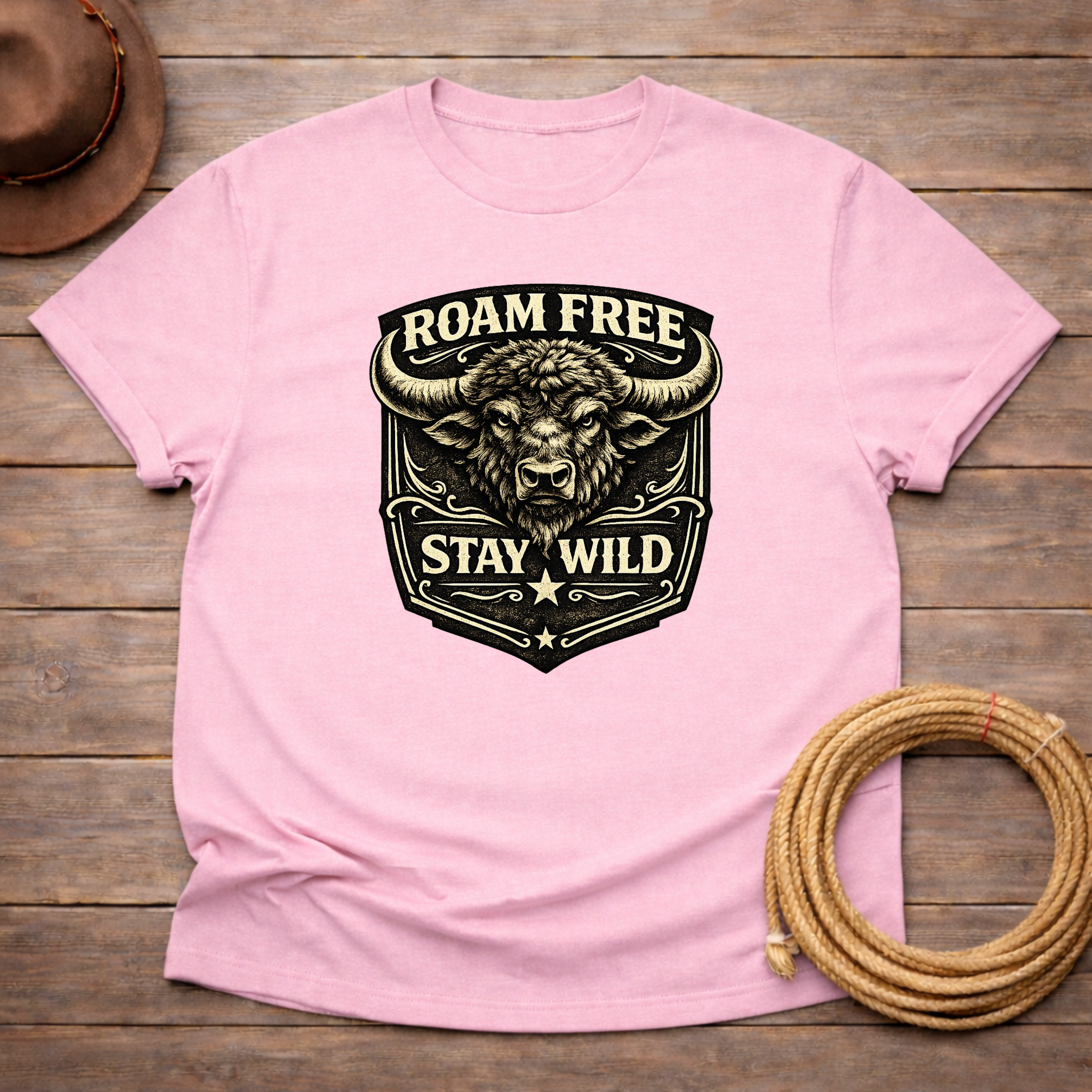 Roam Free Stay Wild Buffalo Head T-shirt