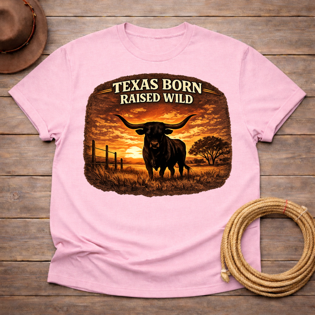 Texas Born Longhorn Sunset T-shirt