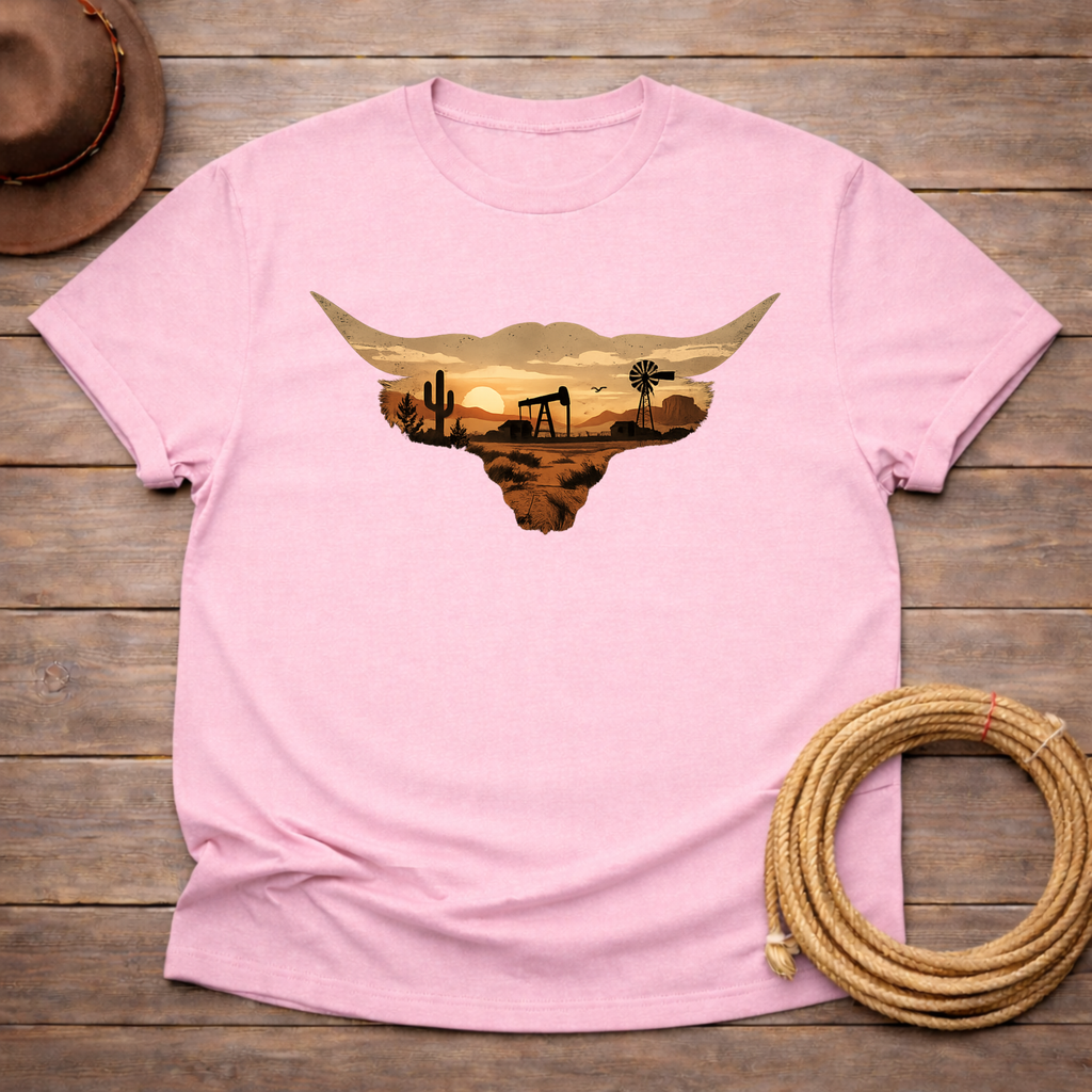 Longhorn Oil Rig Sunset T-shirt
