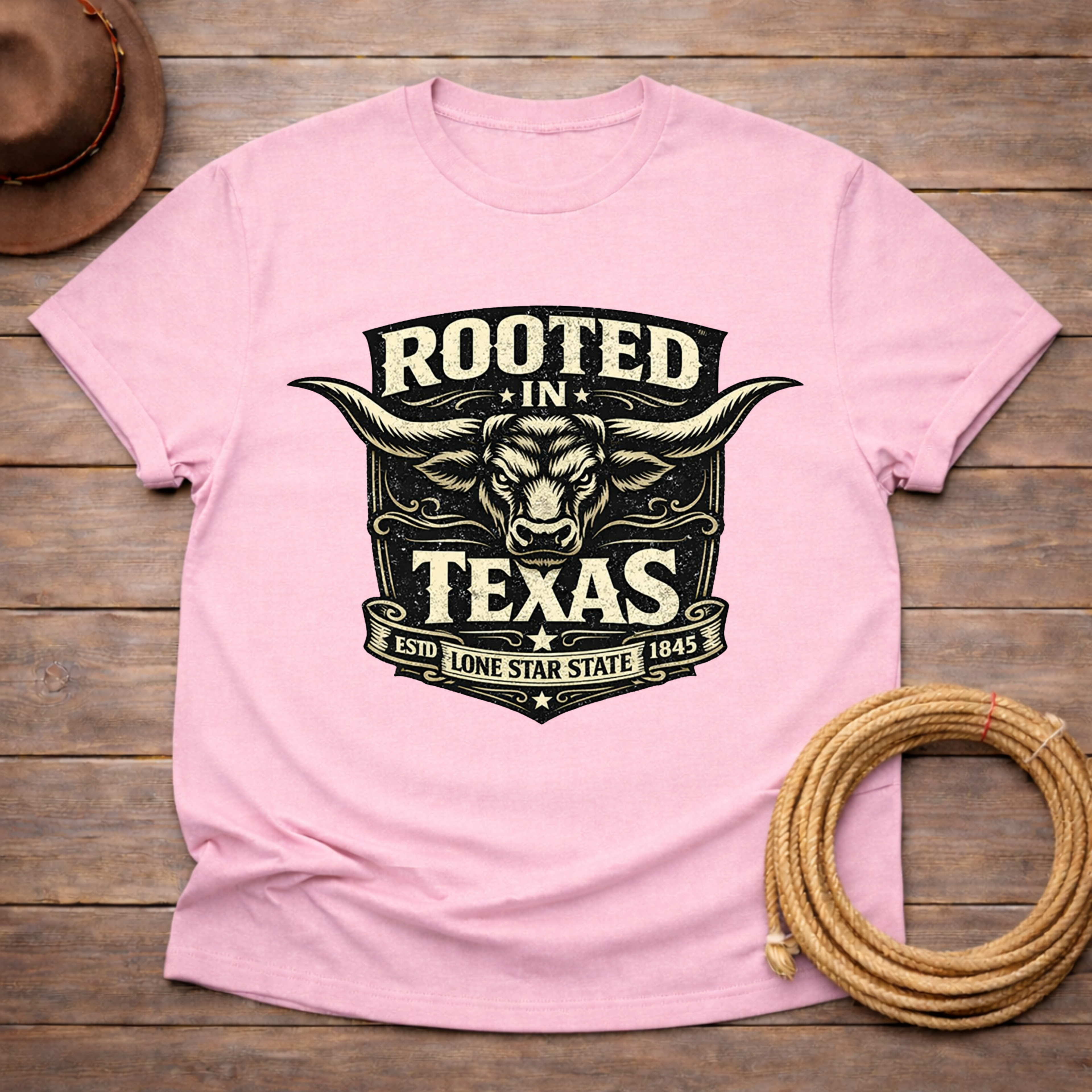 Rooted in Texas Longhorn Badge T-shirt