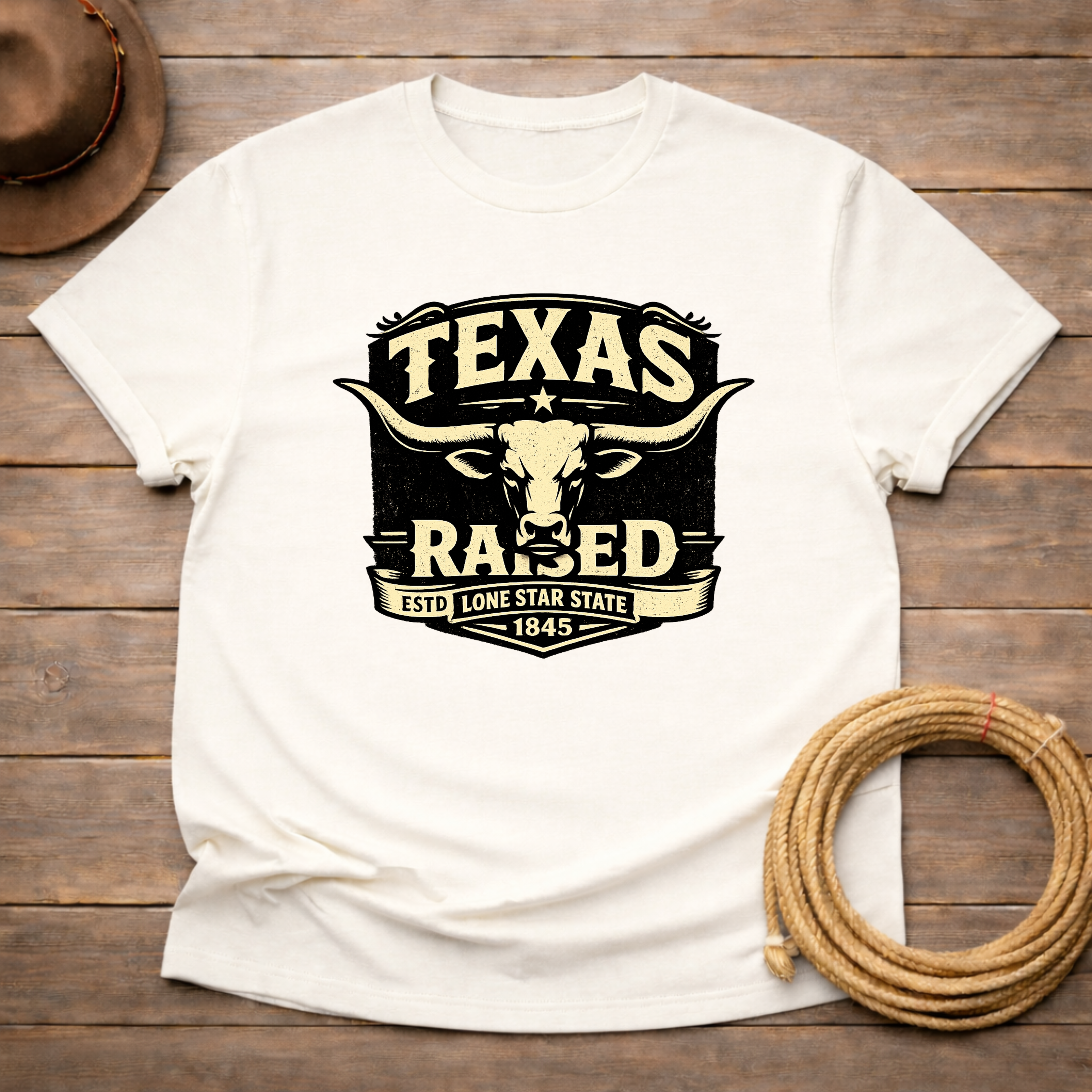 Texas Raised Longhorn Badge T-shirt