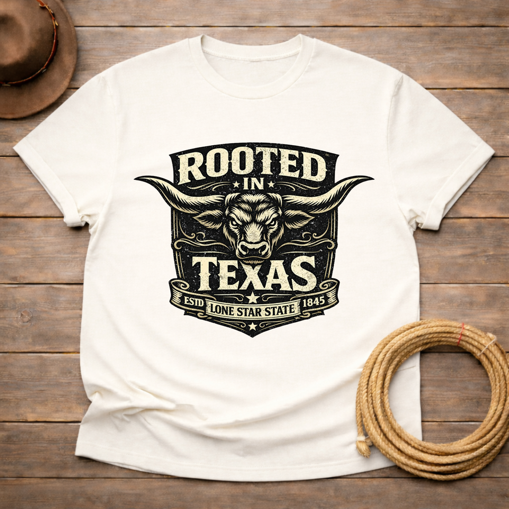 Rooted in Texas Longhorn Badge T-shirt