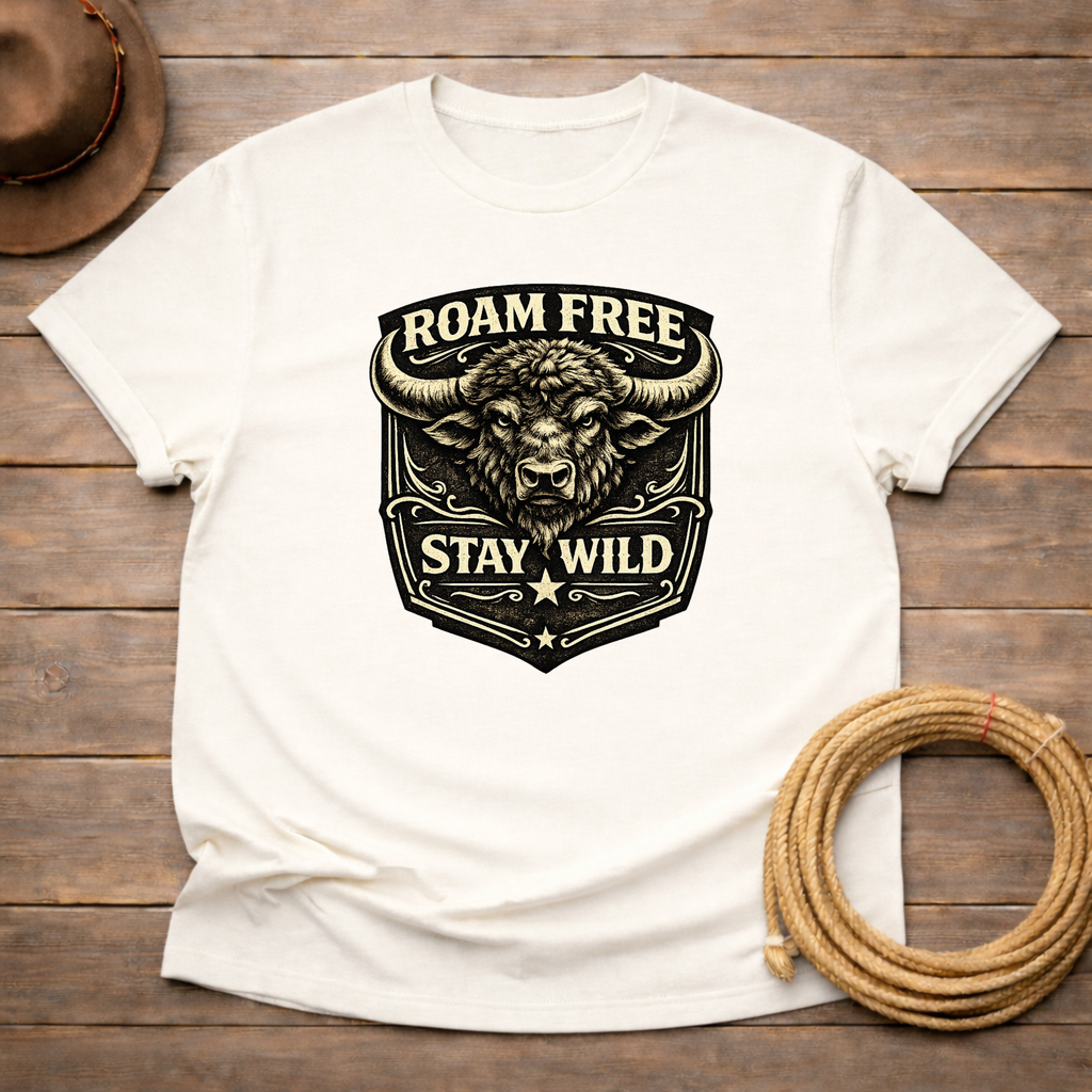 Roam Free Stay Wild Buffalo Head T-shirt