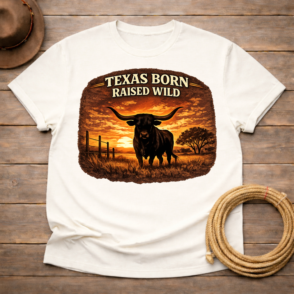 Texas Born Longhorn Sunset T-shirt