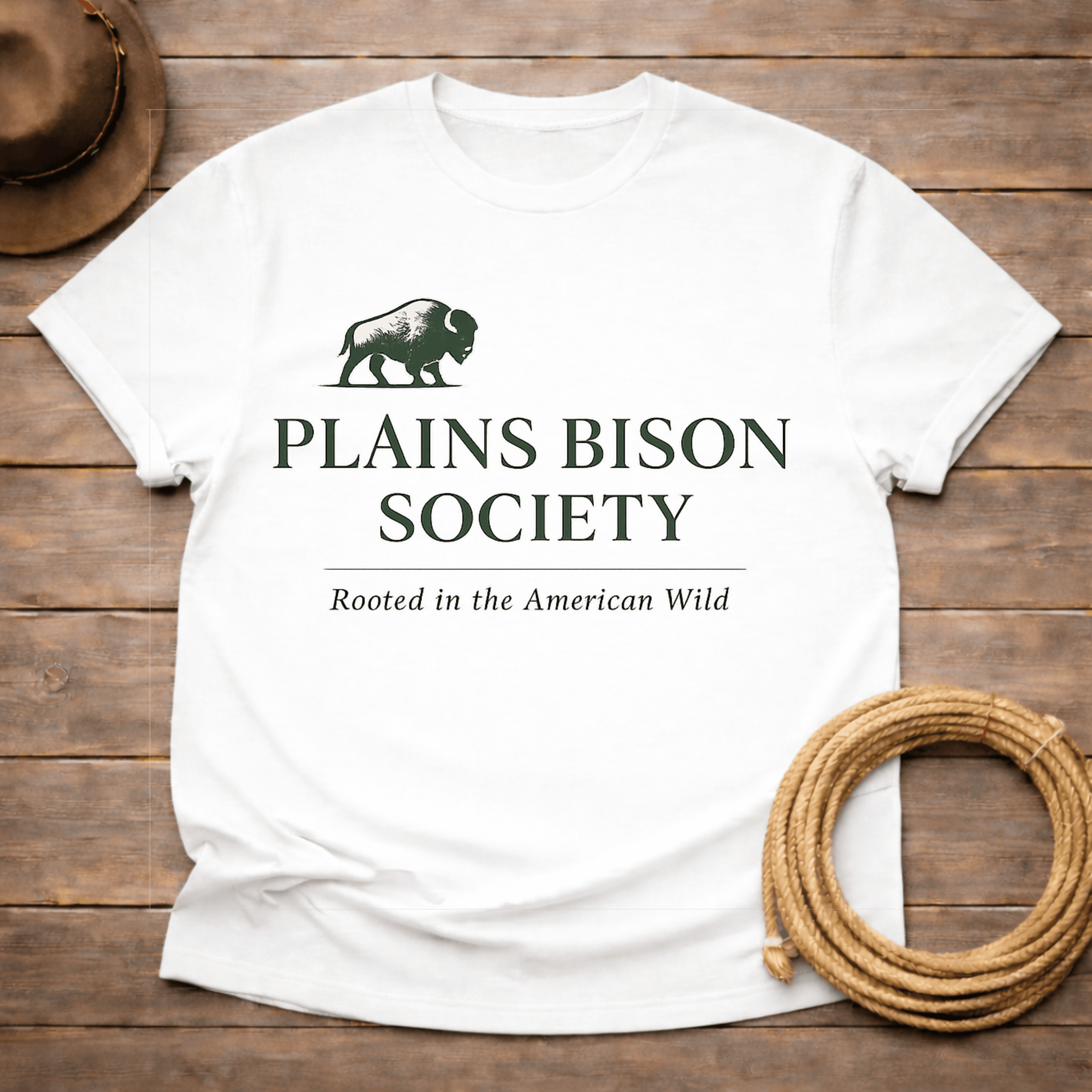 Plains Bison Society Text T-shirt