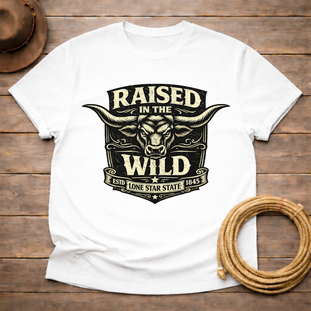 Raised Wild Texas Longhorn Badge T-shirt