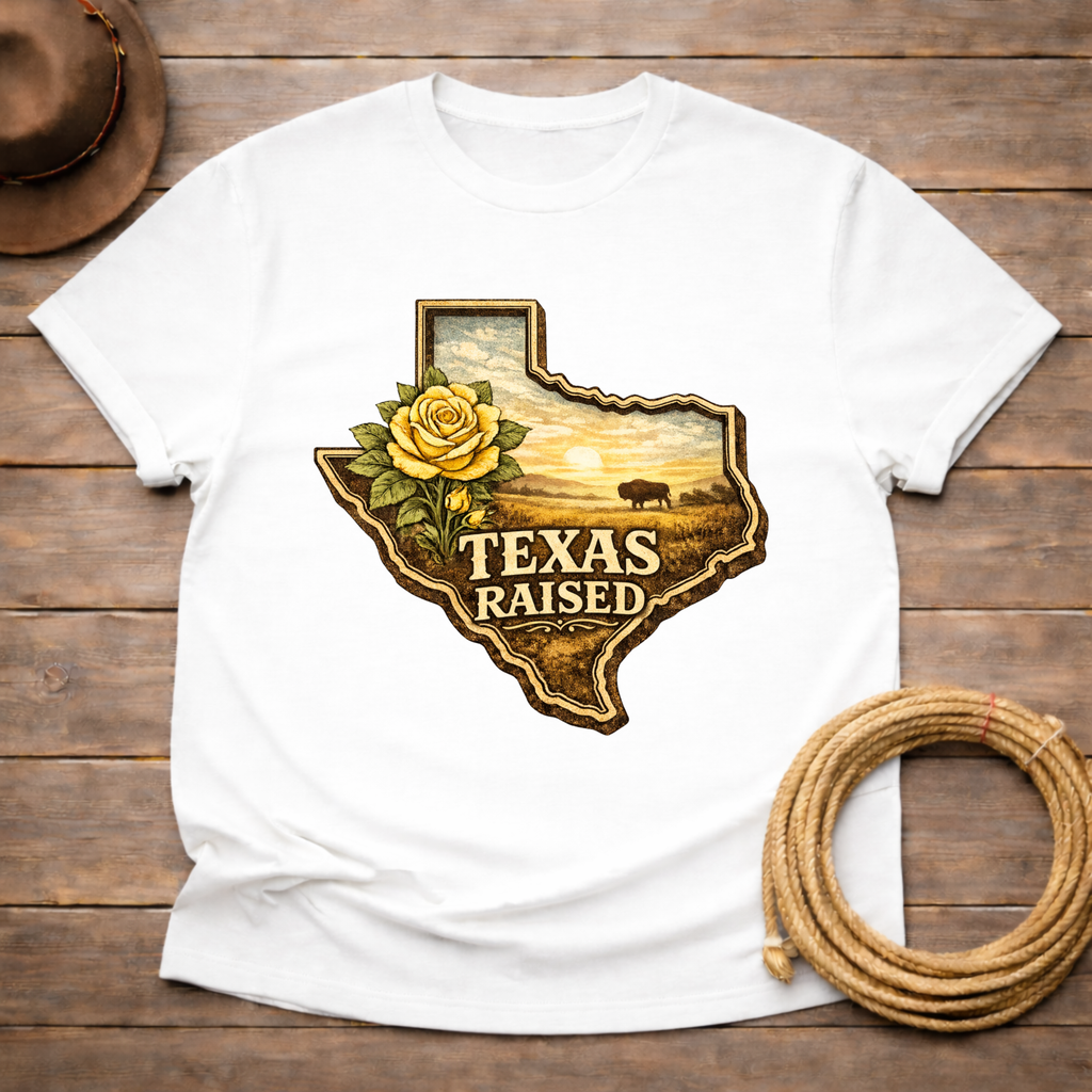 Raised in Texas Yellow Rose T-shirt