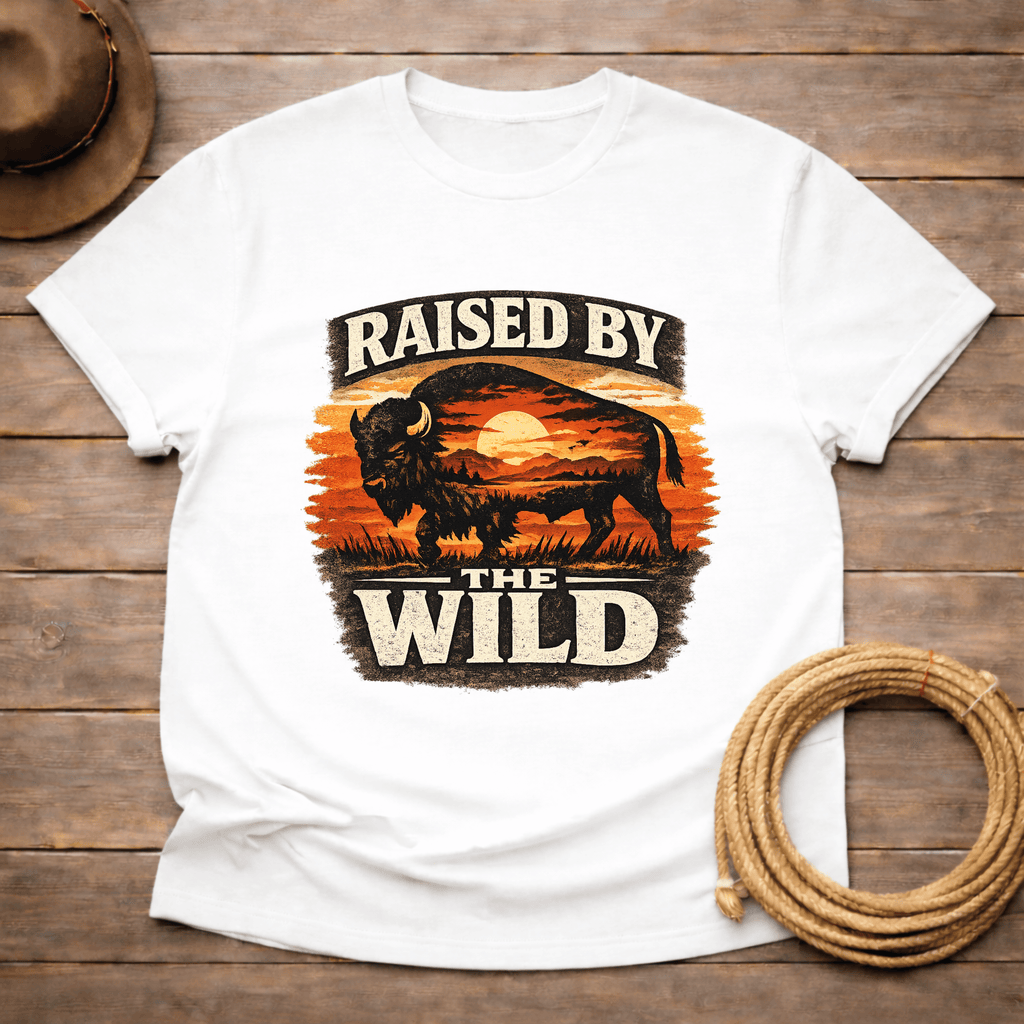 Raised by the Wild Buffalo Sunset T-shirt