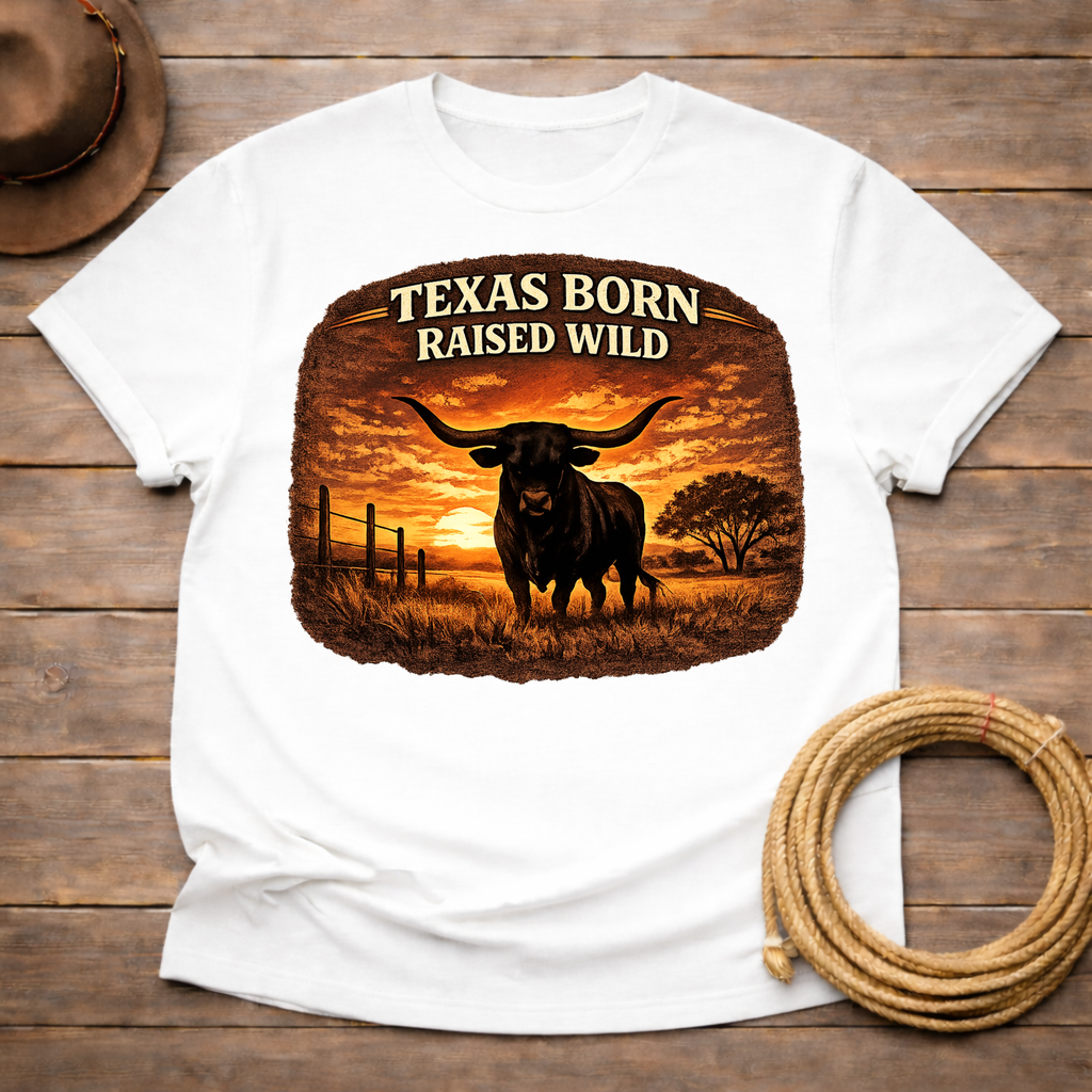 Texas Born Longhorn Sunset T-shirt