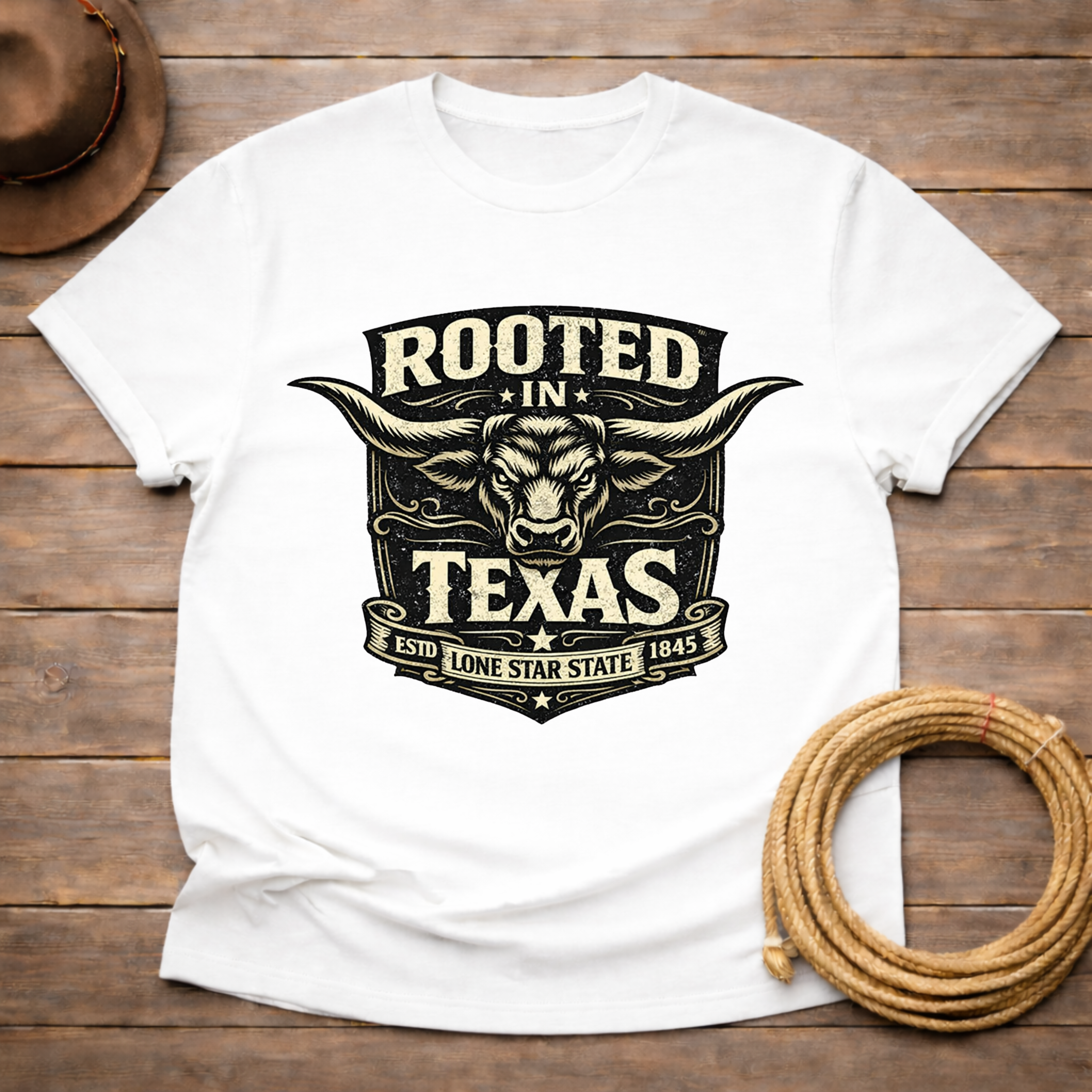 Rooted in Texas Longhorn Badge T-shirt