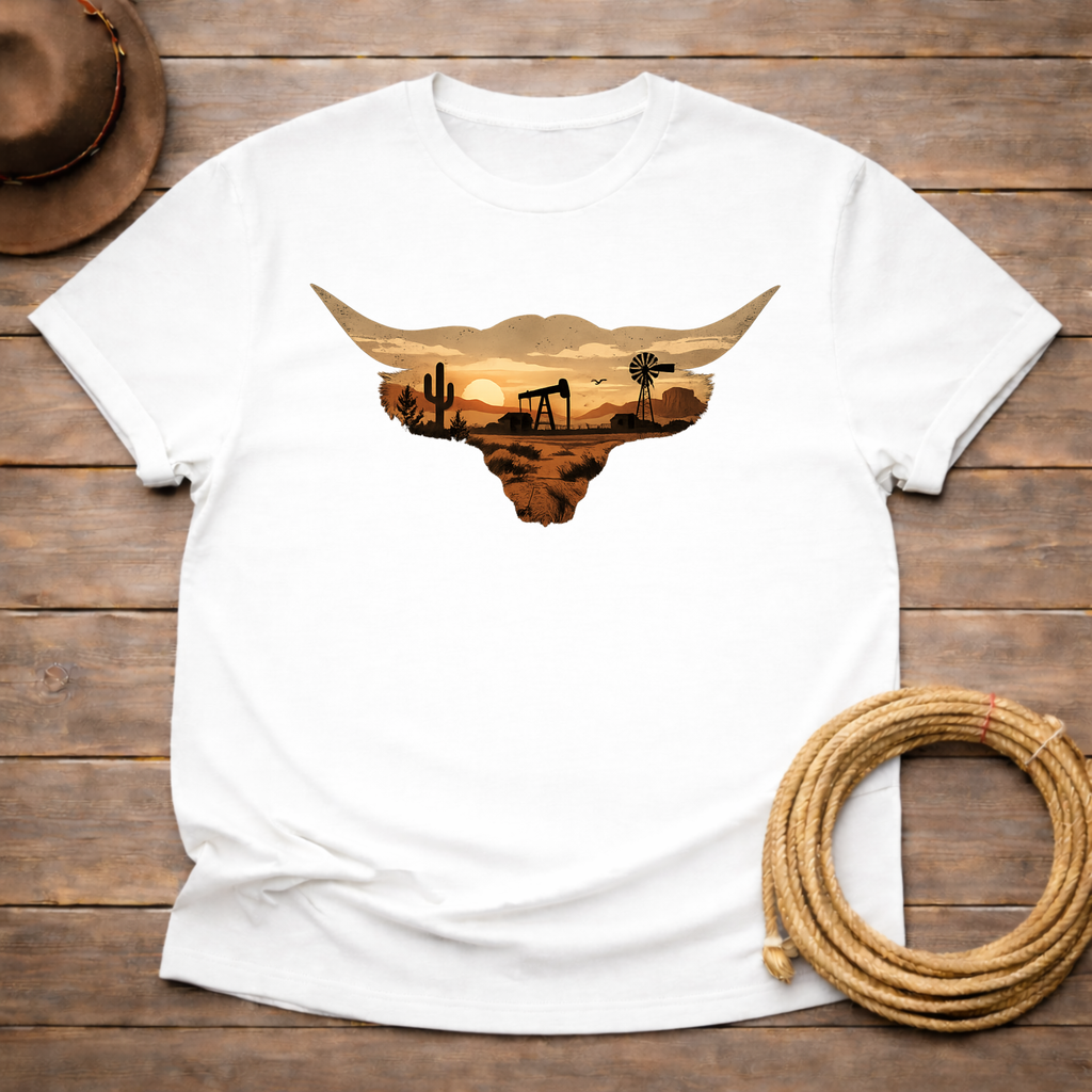 Longhorn Oil Rig Sunset T-shirt