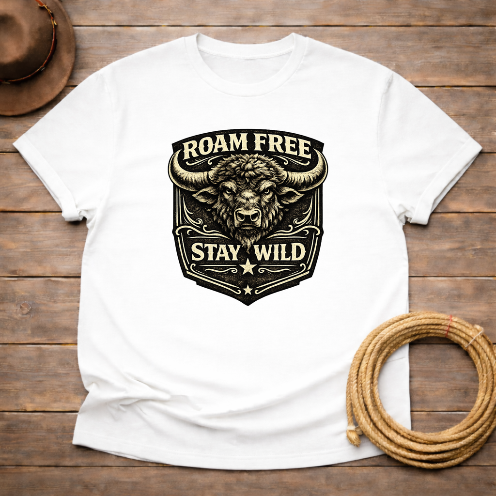Roam Free Stay Wild Buffalo Head T-shirt