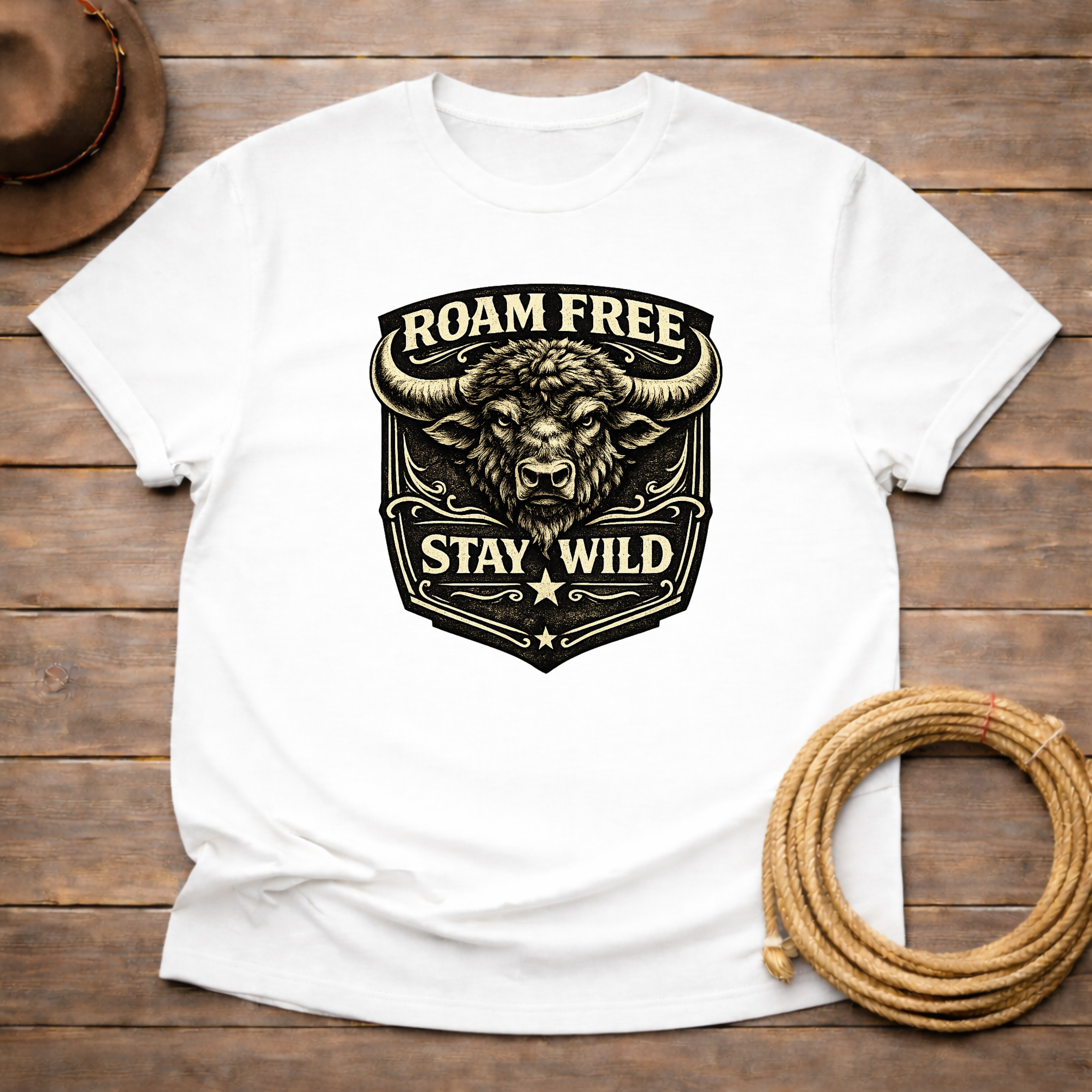 Roam Free Stay Wild Buffalo Head T-shirt