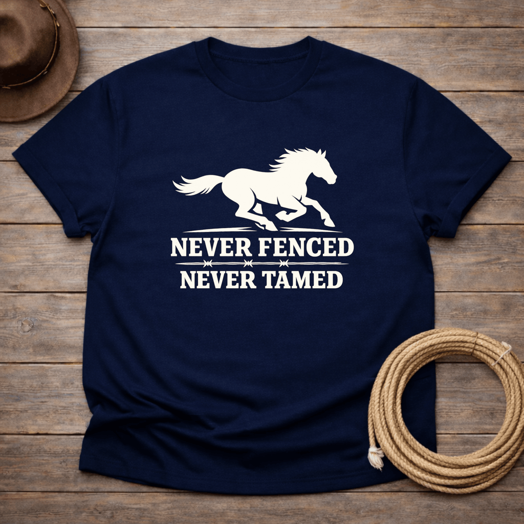 Never Fenced Never Tamed Mustang t-shirt