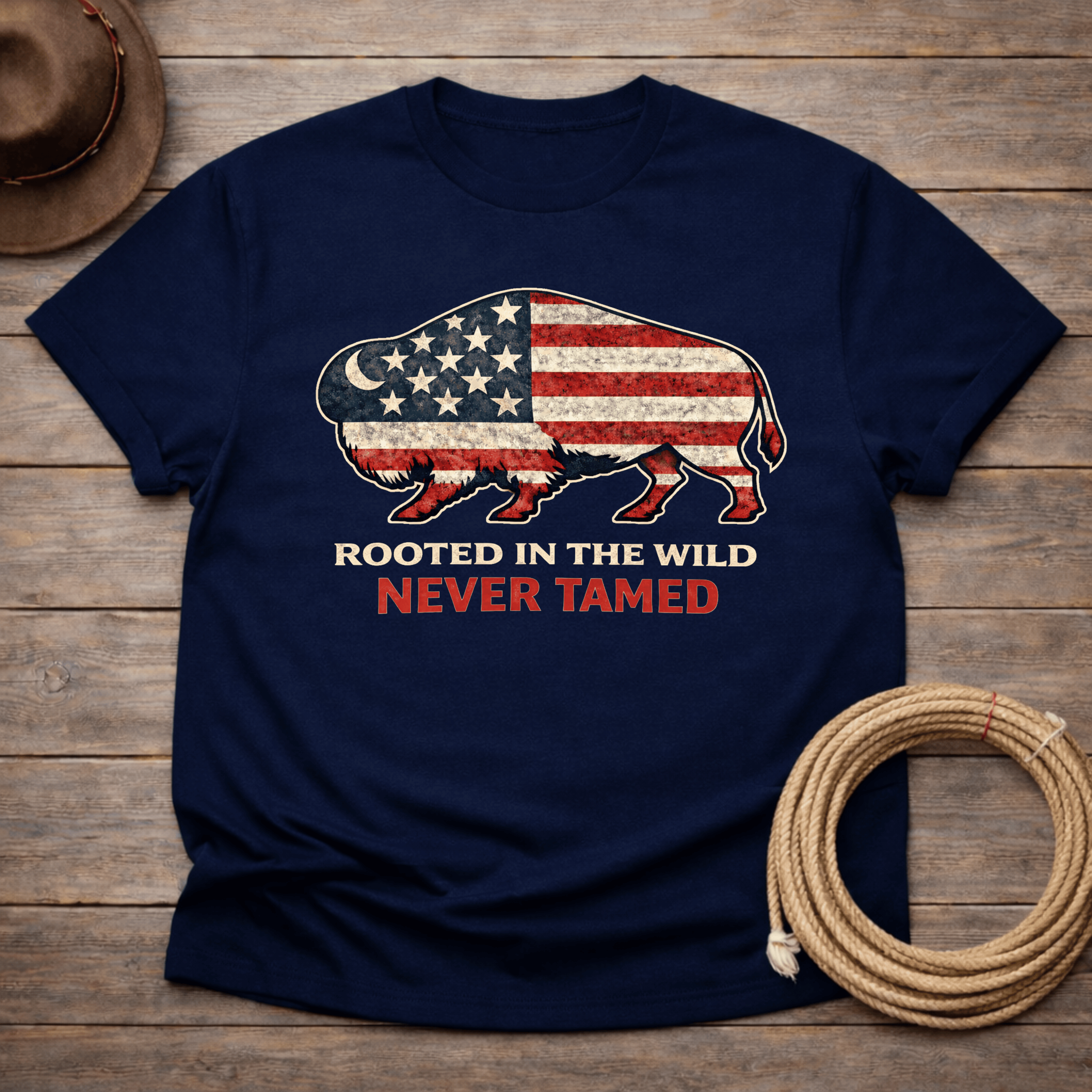 Rooted in the Wild Buffalo Flag T-shirt