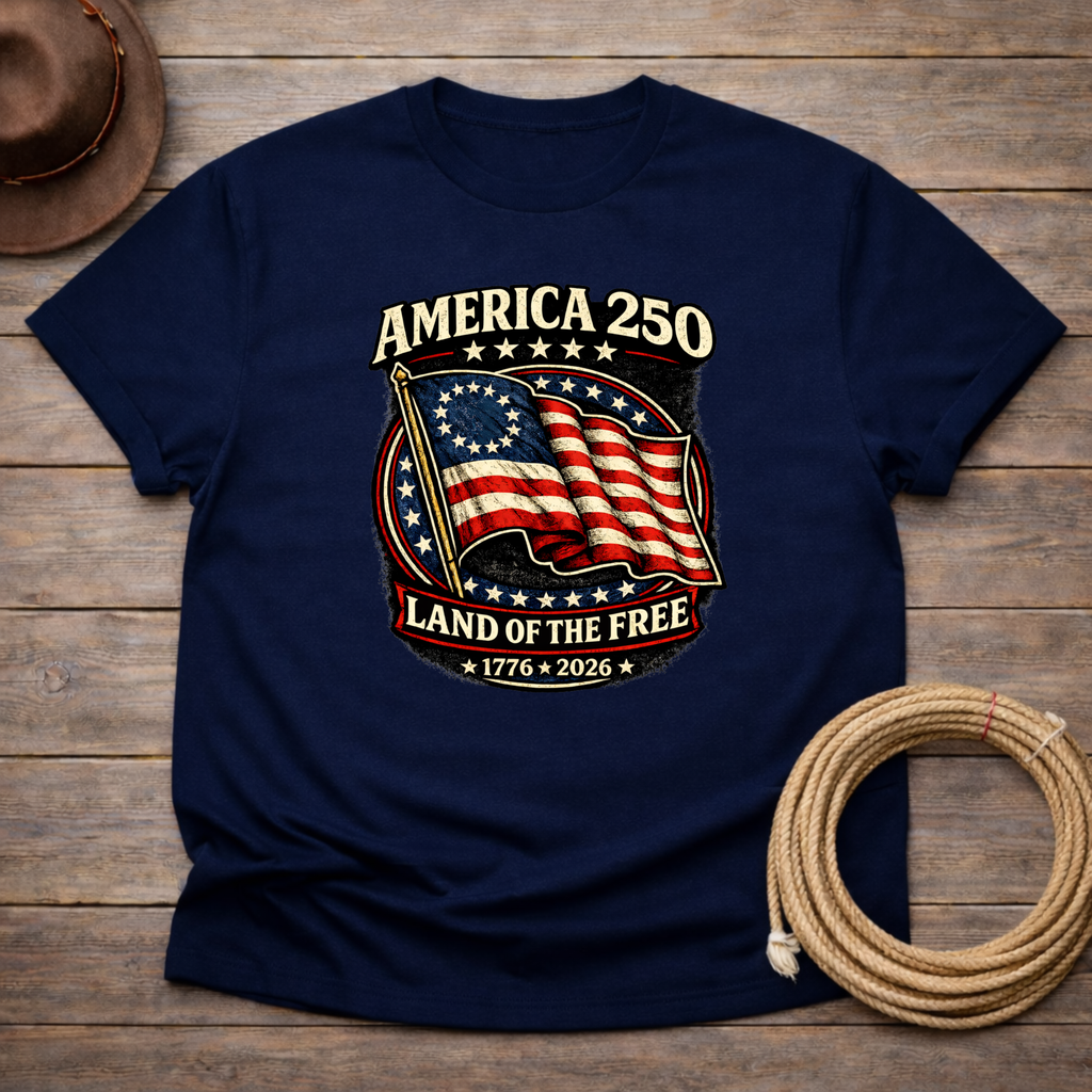 American 250 Land of the Free Flag T-shirt