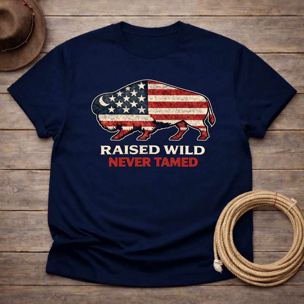Raised Wild Never Tamed Buffalo Flag T-shirt