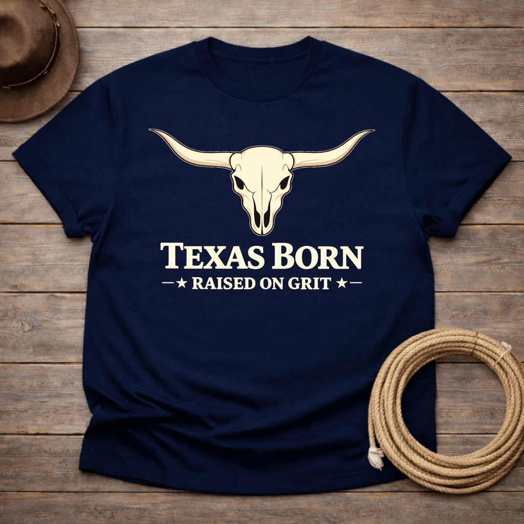 Texas Born Raised on Grit Skull T-shirt