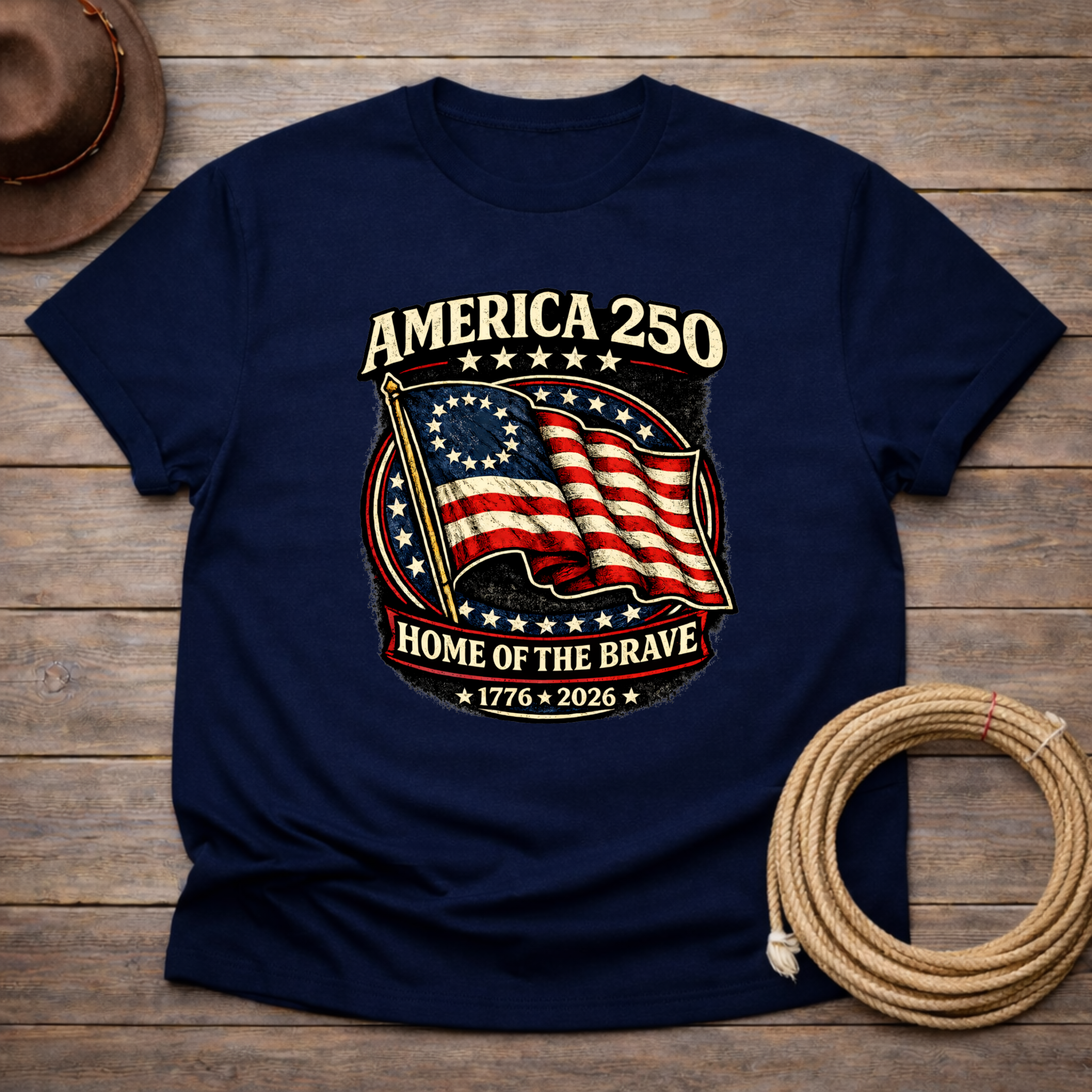 America 250 Home of the Brave Flag T-shirt