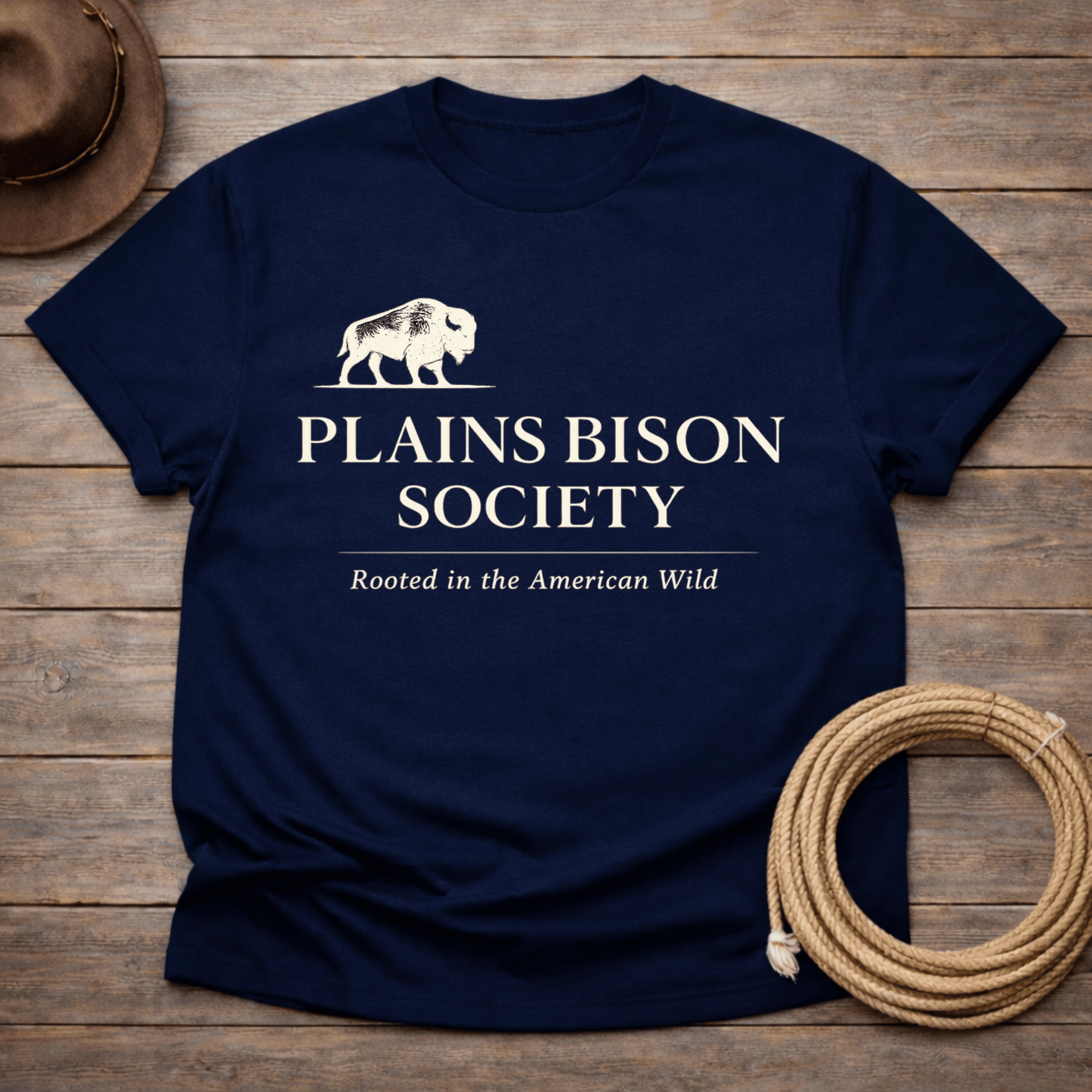 Plains Bison Society Text T-shirt