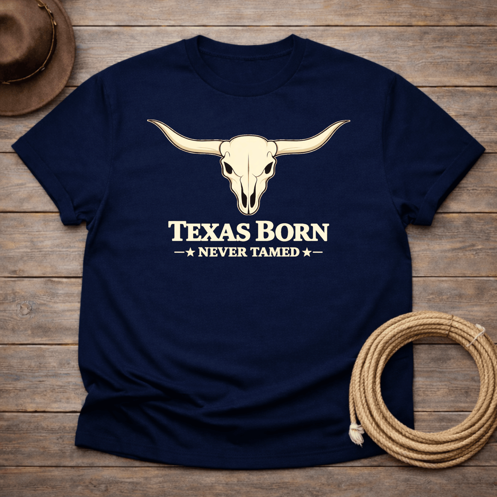 Texas Born Never Tamed Skull T-shirt