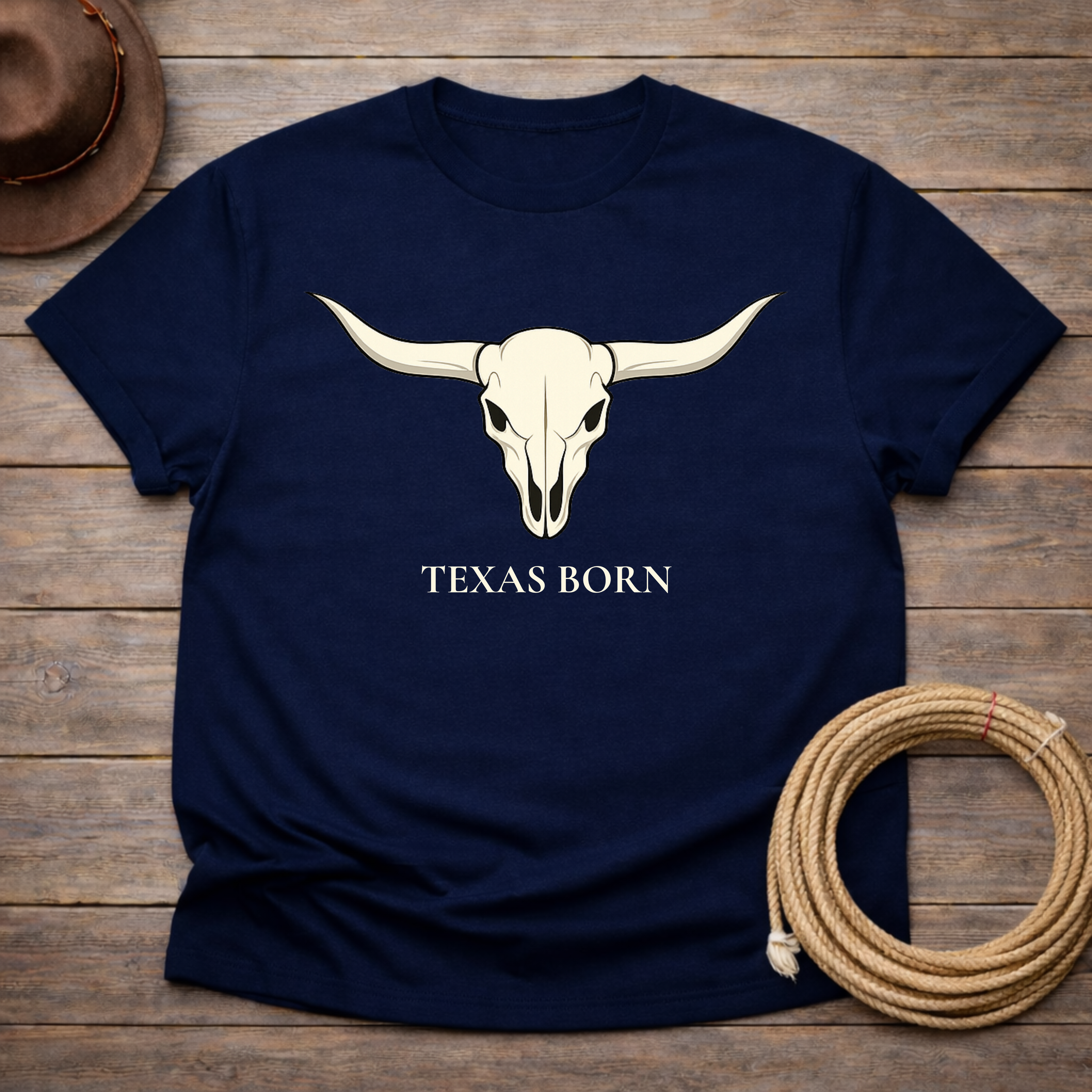 Texas Born Longhorn Skull T-shirt