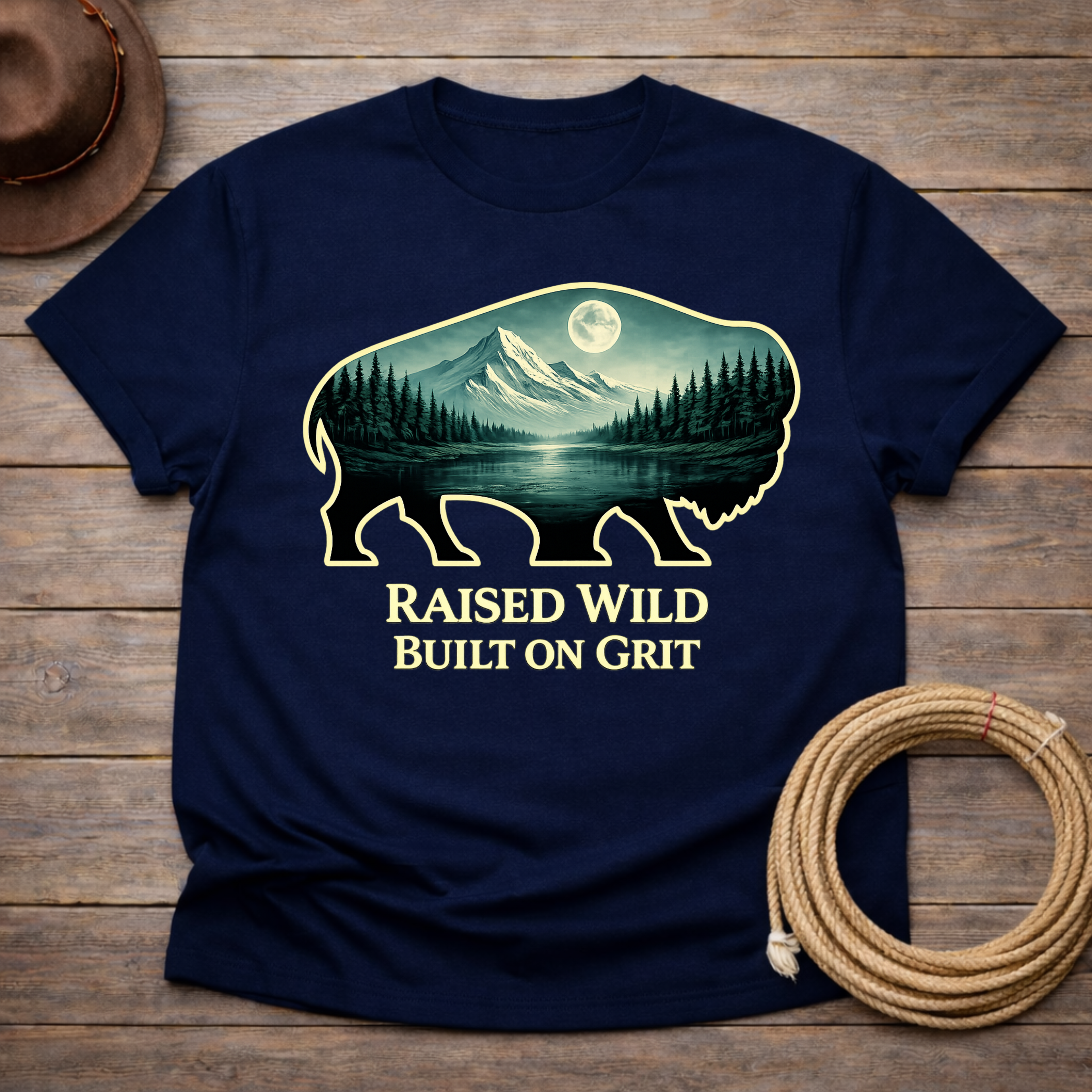 Raised Wild Buffalo Moon T-shirt