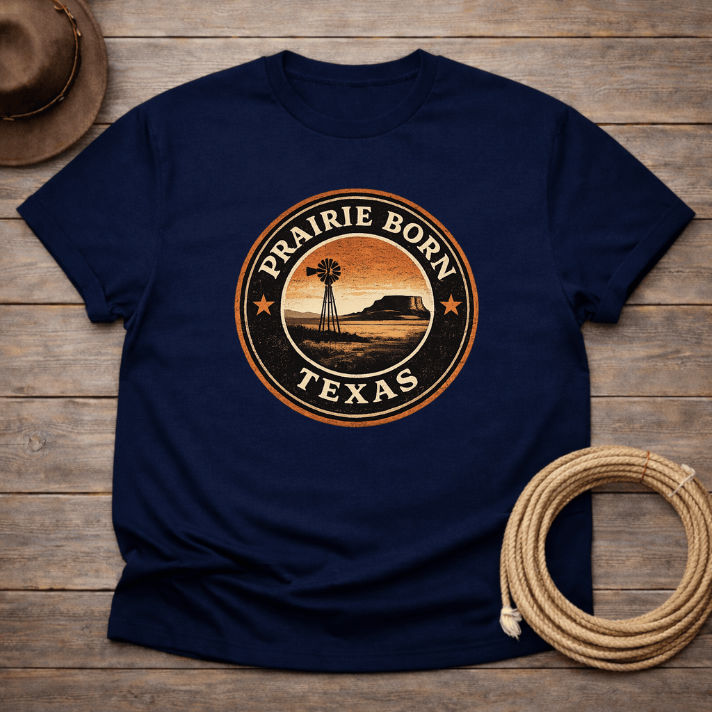 Texas Prairie Born badge T-shirt