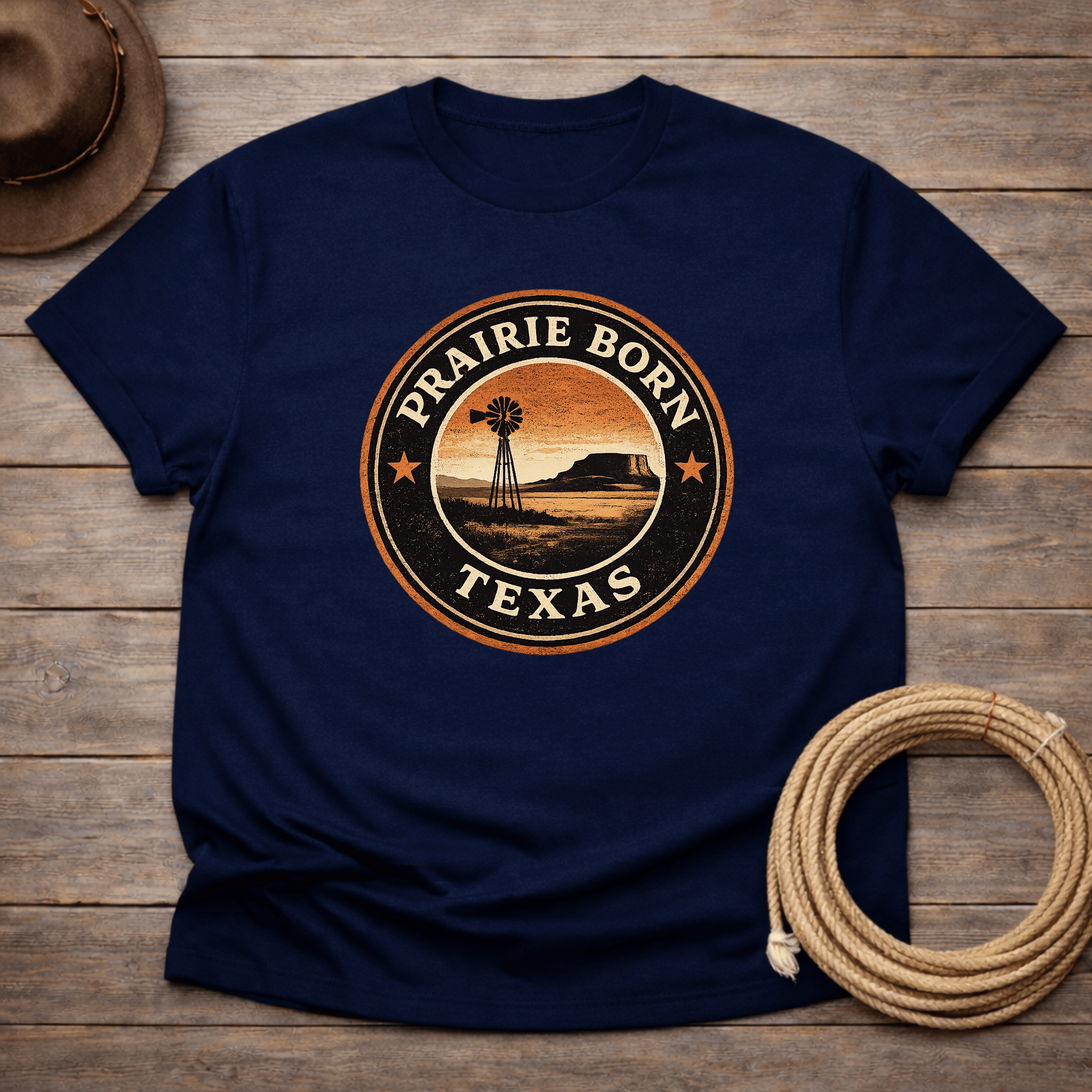 Texas Prairie Born badge T-shirt