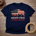 Roam Free Stay Wild Buffalo Flag T-shirt
