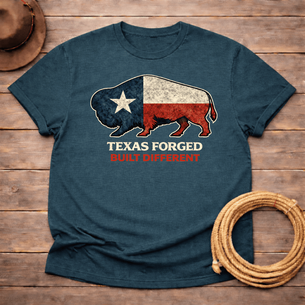 Texas Forged Built Different Buffalo Texas Flag T-shirt
