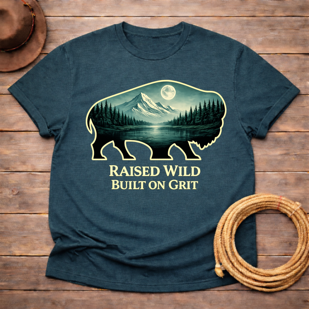 Raised Wild Buffalo Moon T-shirt