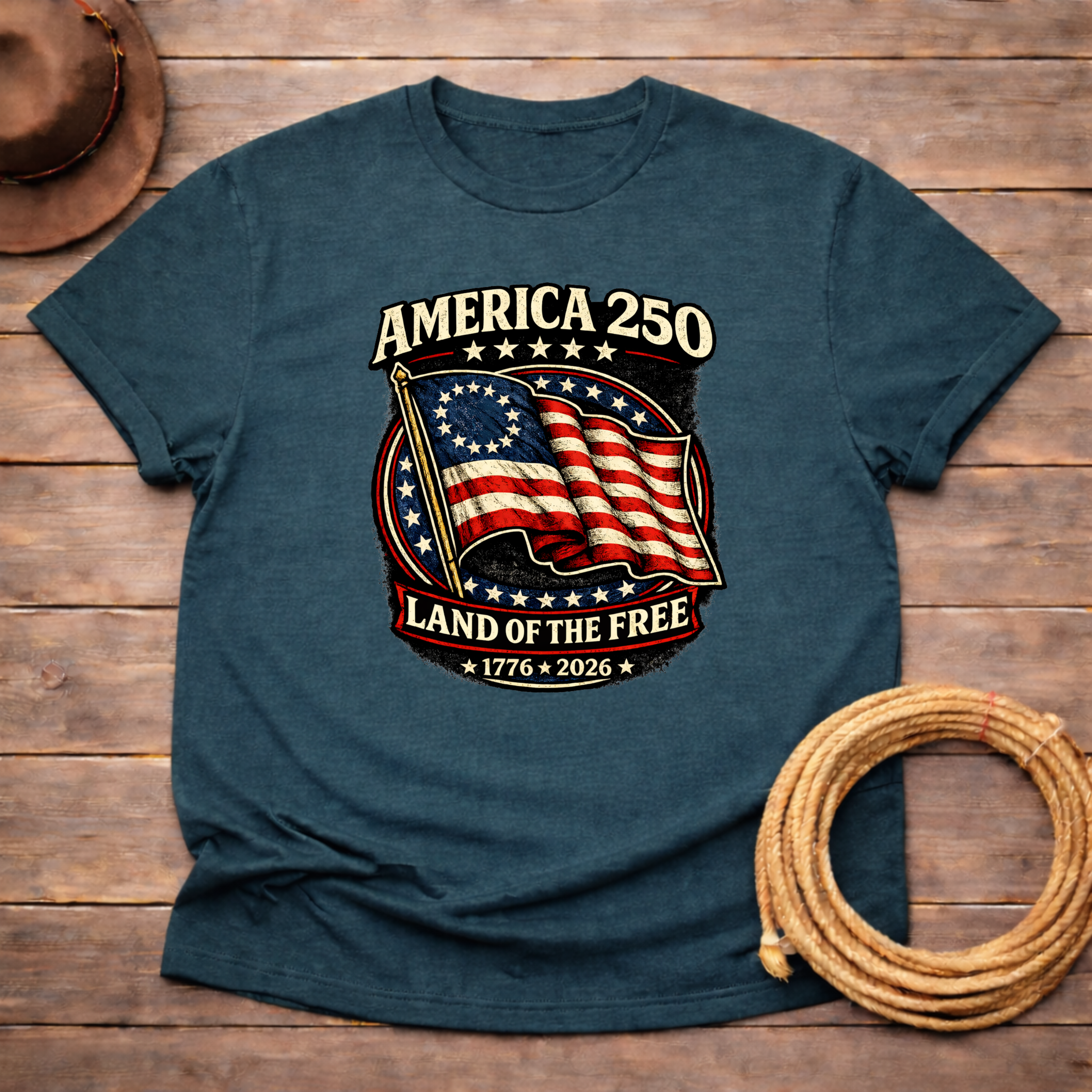 American 250 Land of the Free Flag T-shirt