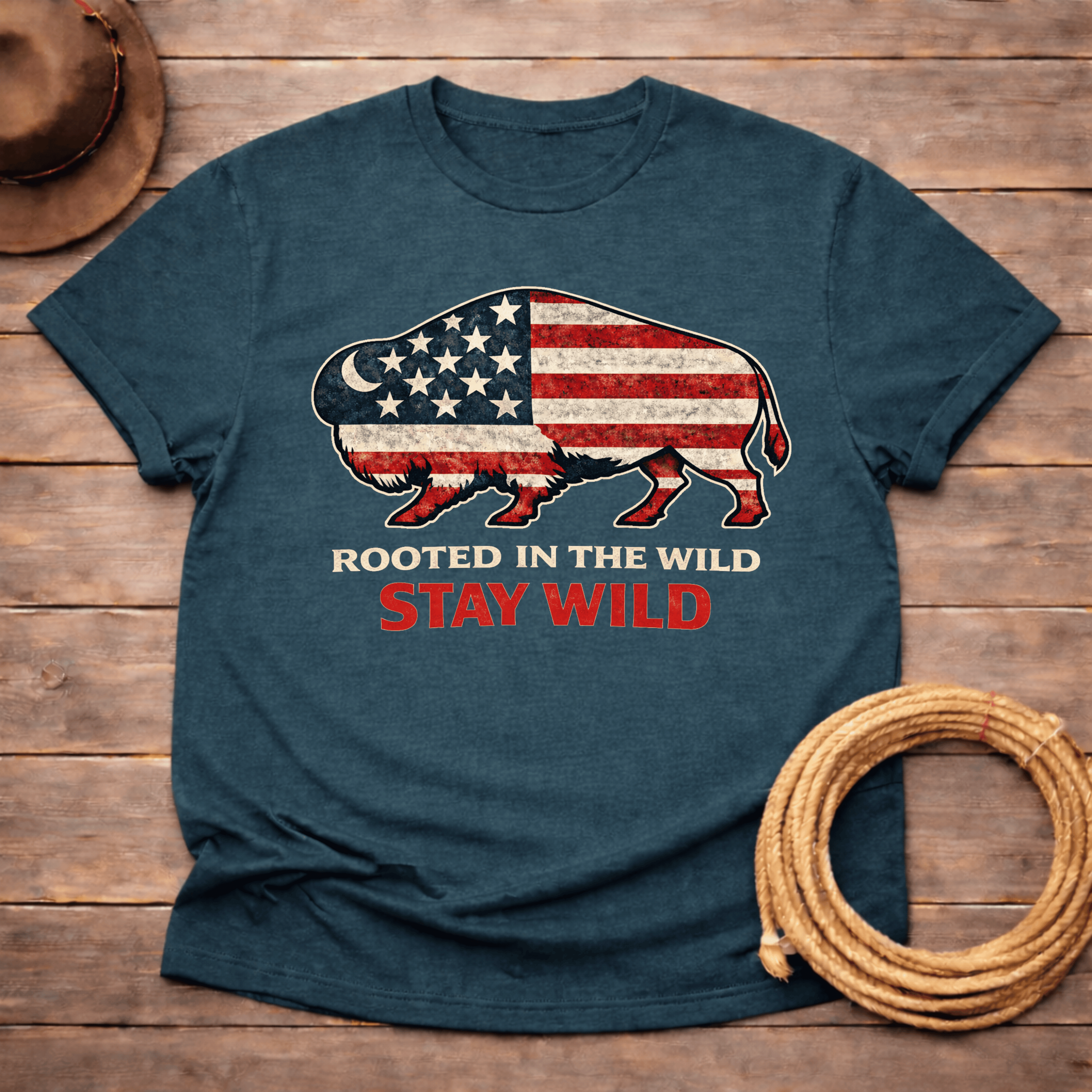 Rooted in the Wild Buffalo Flag T-shirt