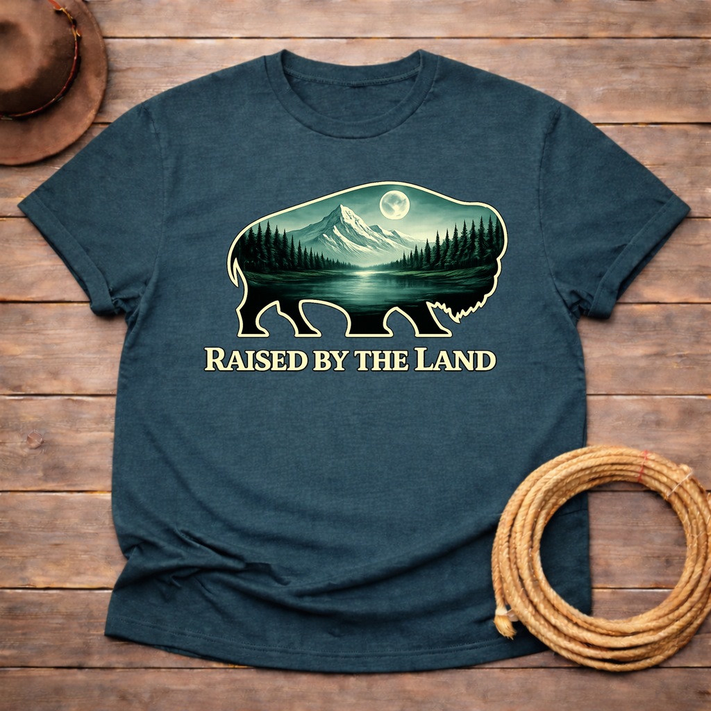 Raised By the Land Buffalo Moon T-shirt
