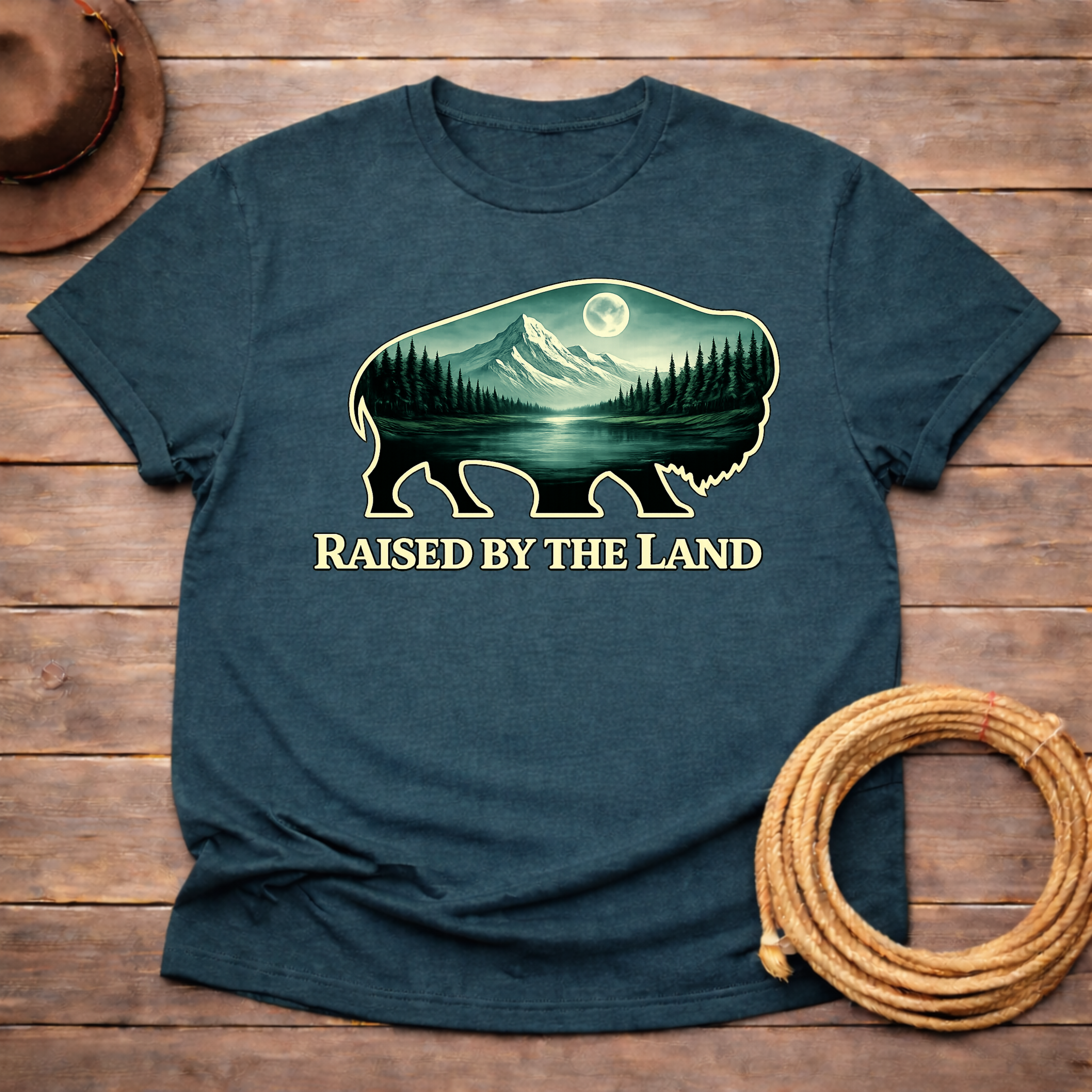 Raised By the Land Buffalo Moon T-shirt
