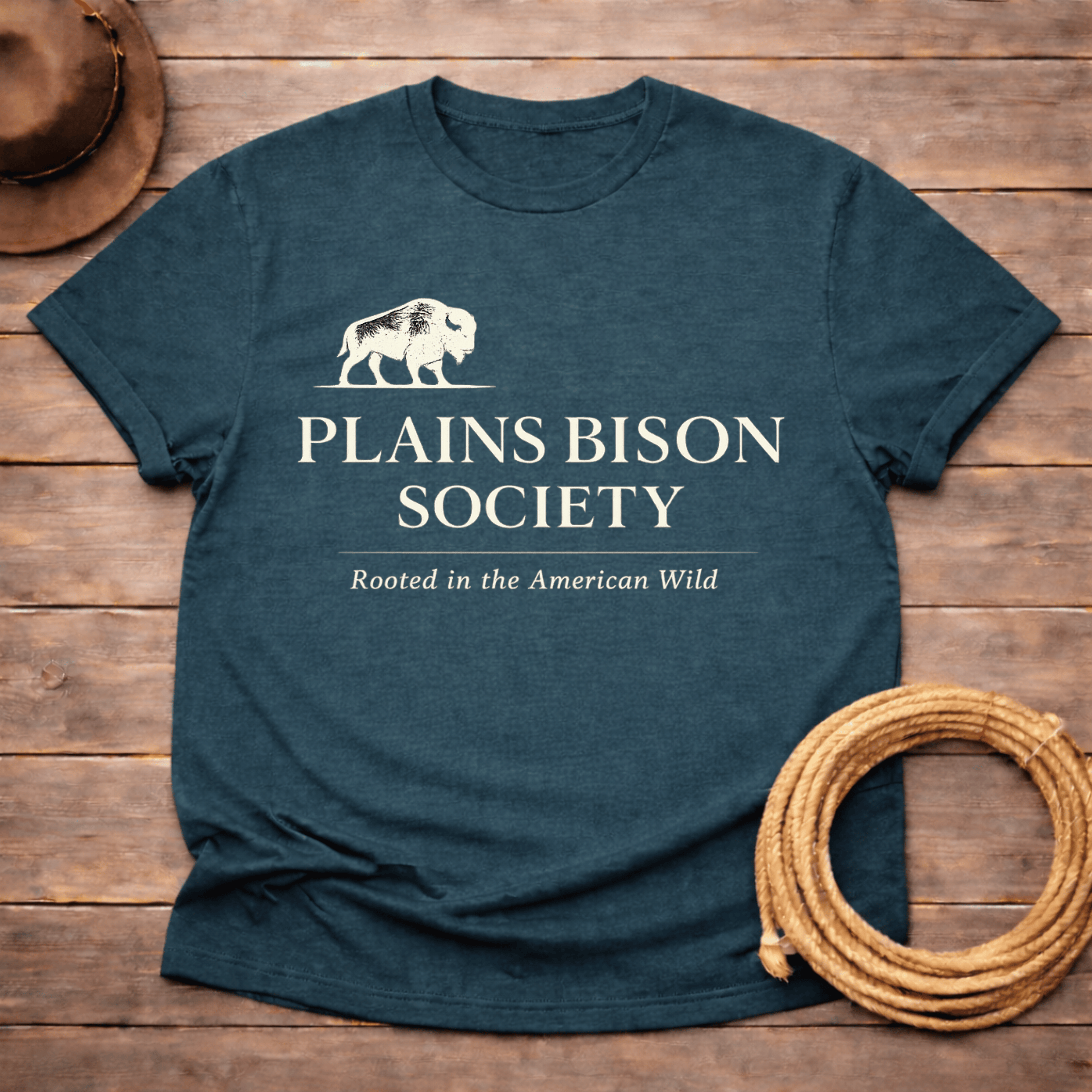 Plains Bison Society Text T-shirt