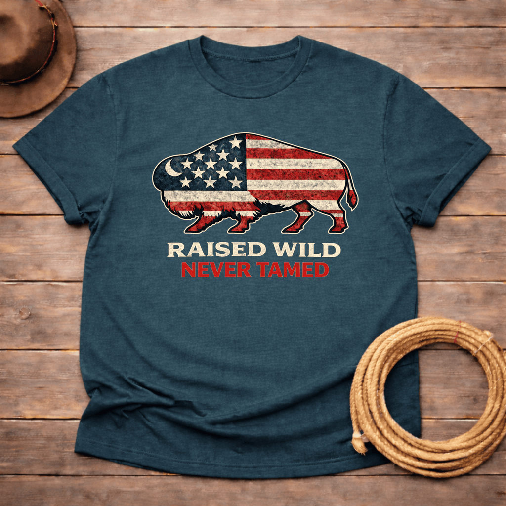 Raised Wild Never Tamed Buffalo Flag T-shirt