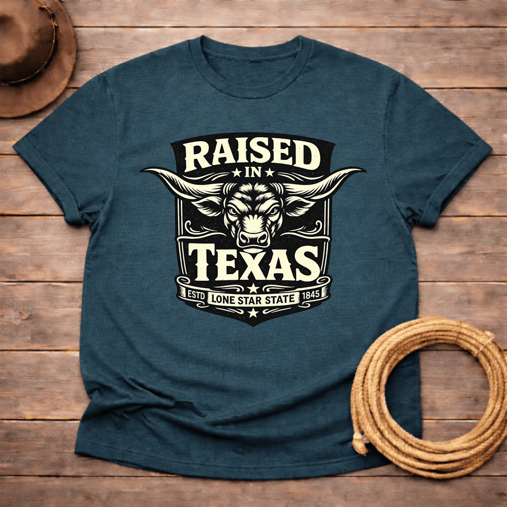 Raised in Texas Longhorn badge T-shirt